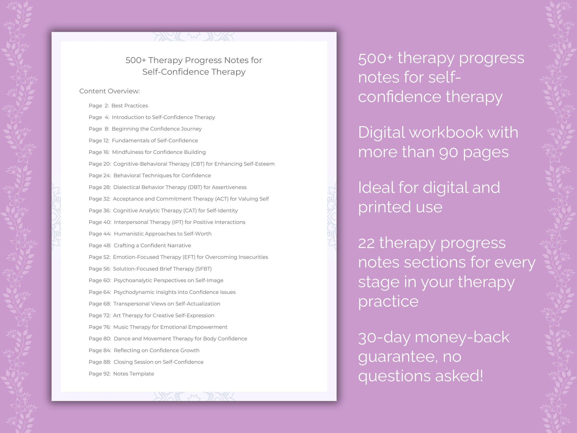 Self-Confidence Therapy Therapist Worksheets