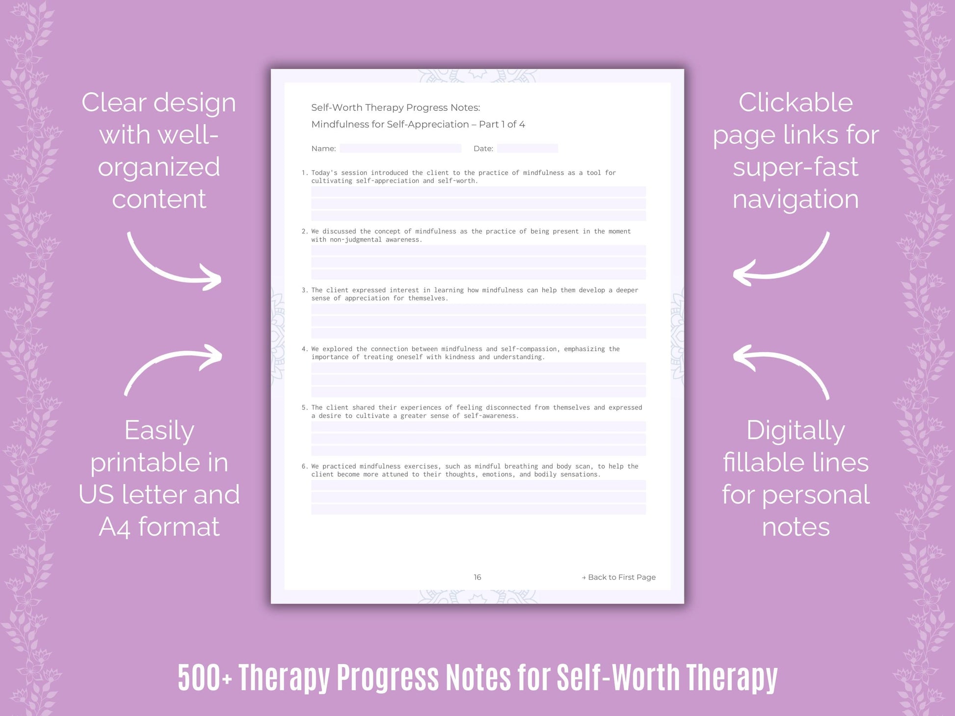 Self-Worth Therapy Counseling Templates