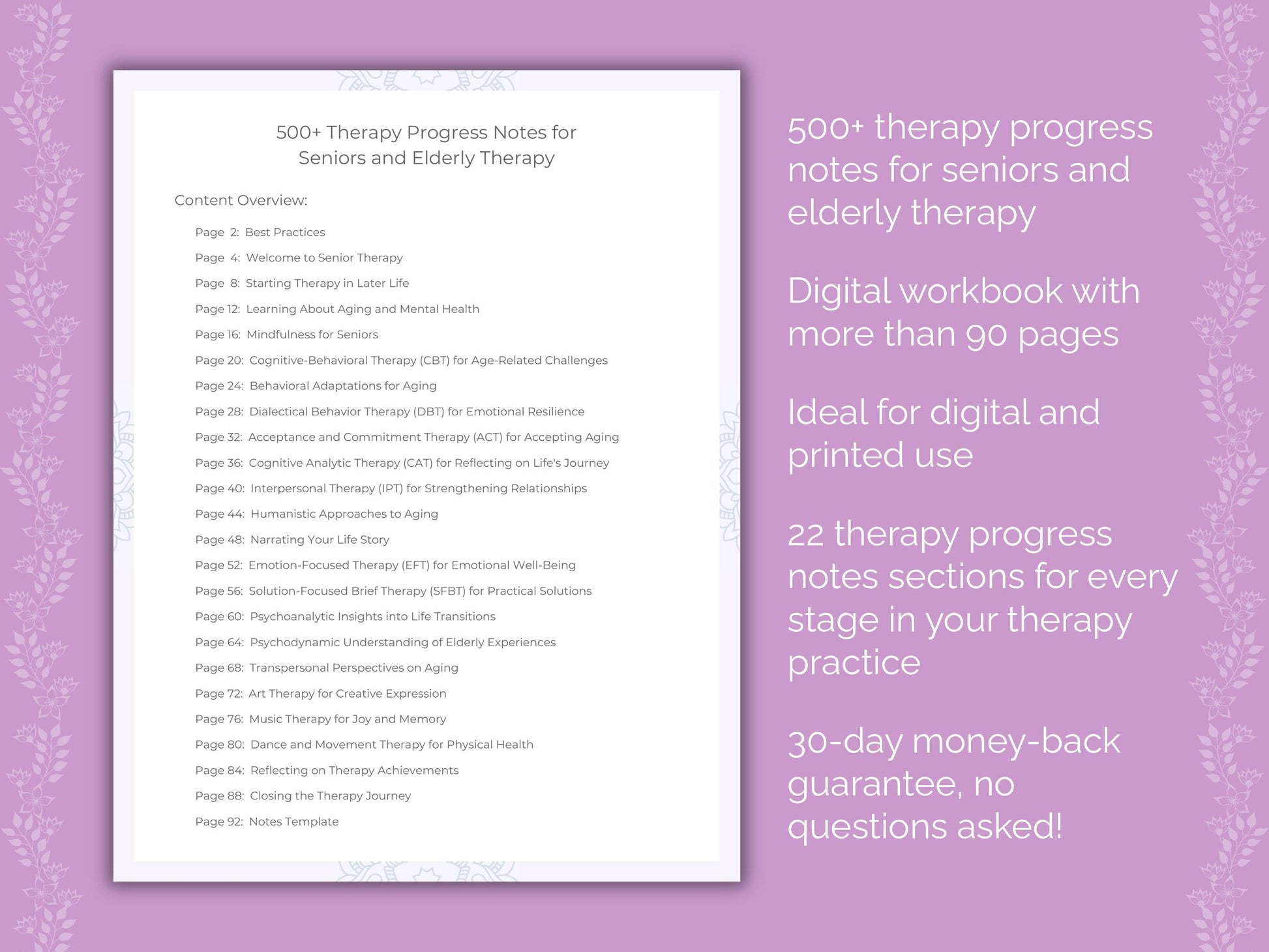 Seniors and Elderly Therapy Therapist Worksheets