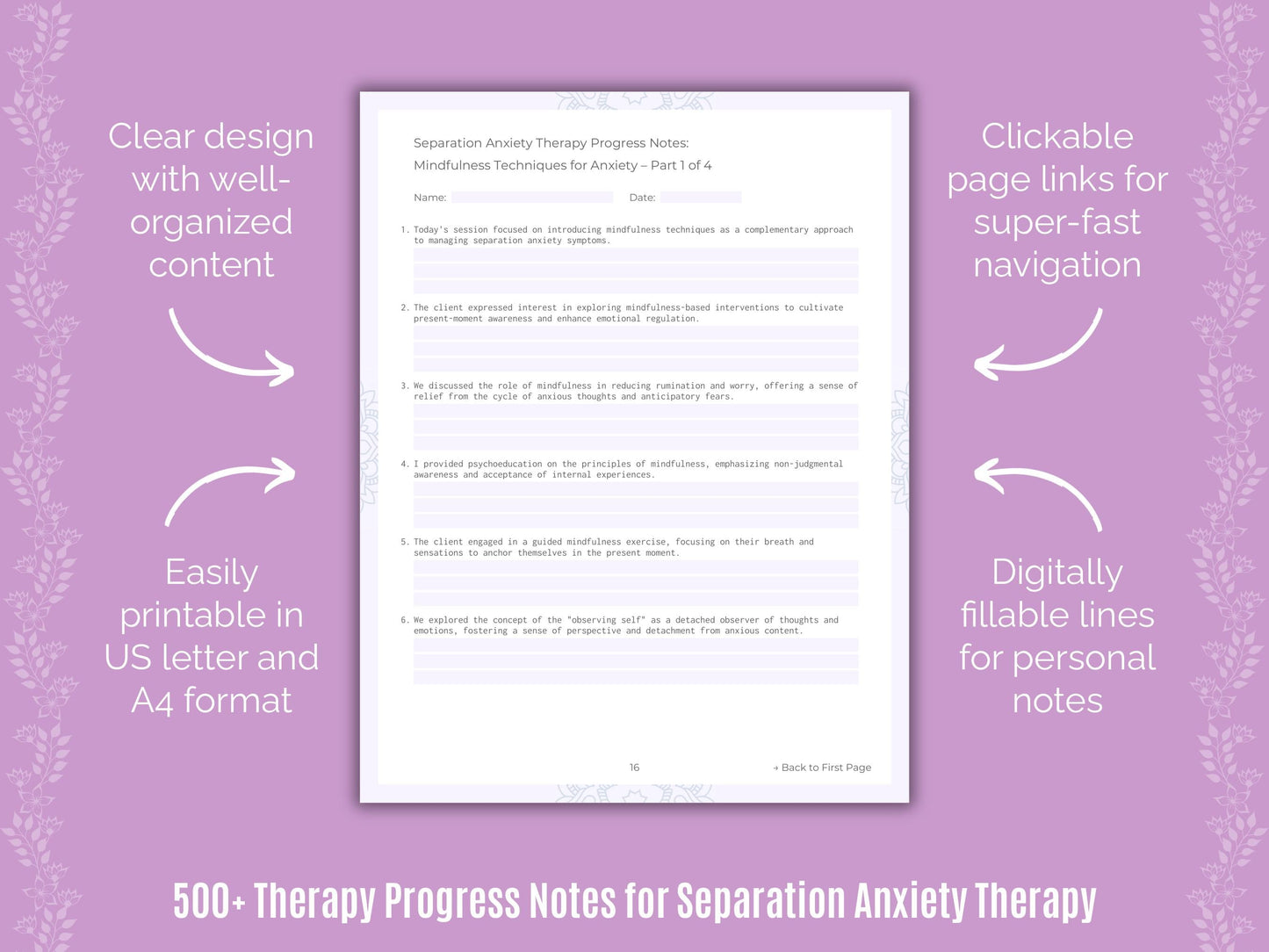 Separation Anxiety Therapy Counseling Templates