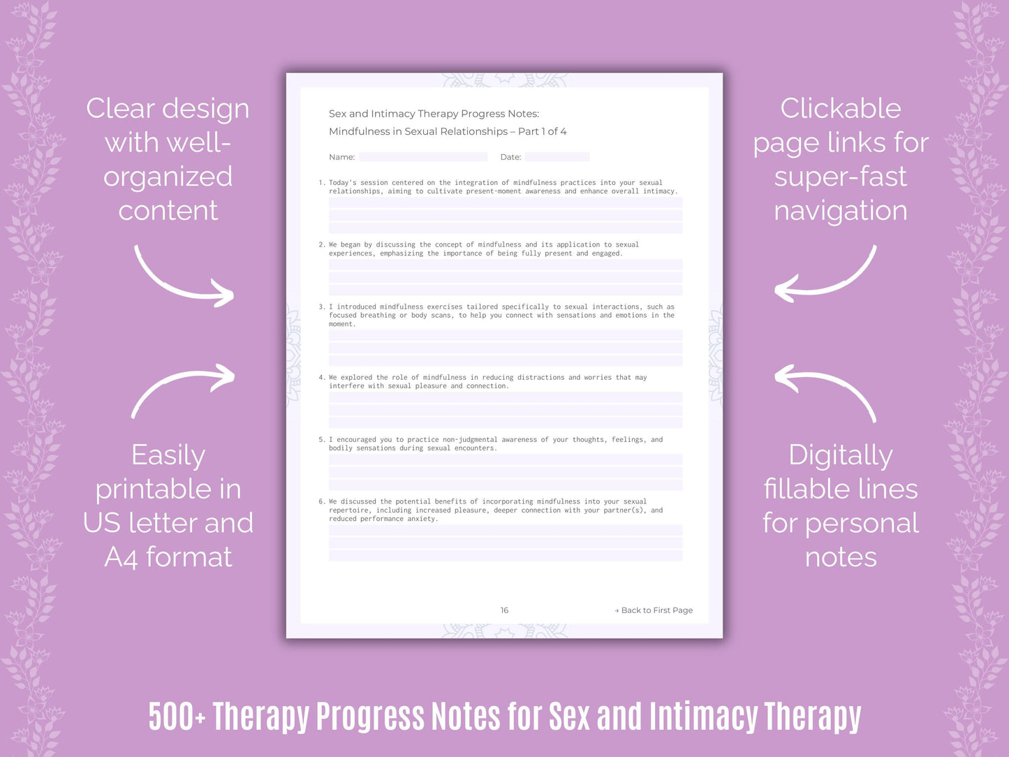 Sex and Intimacy Therapy Counseling Templates