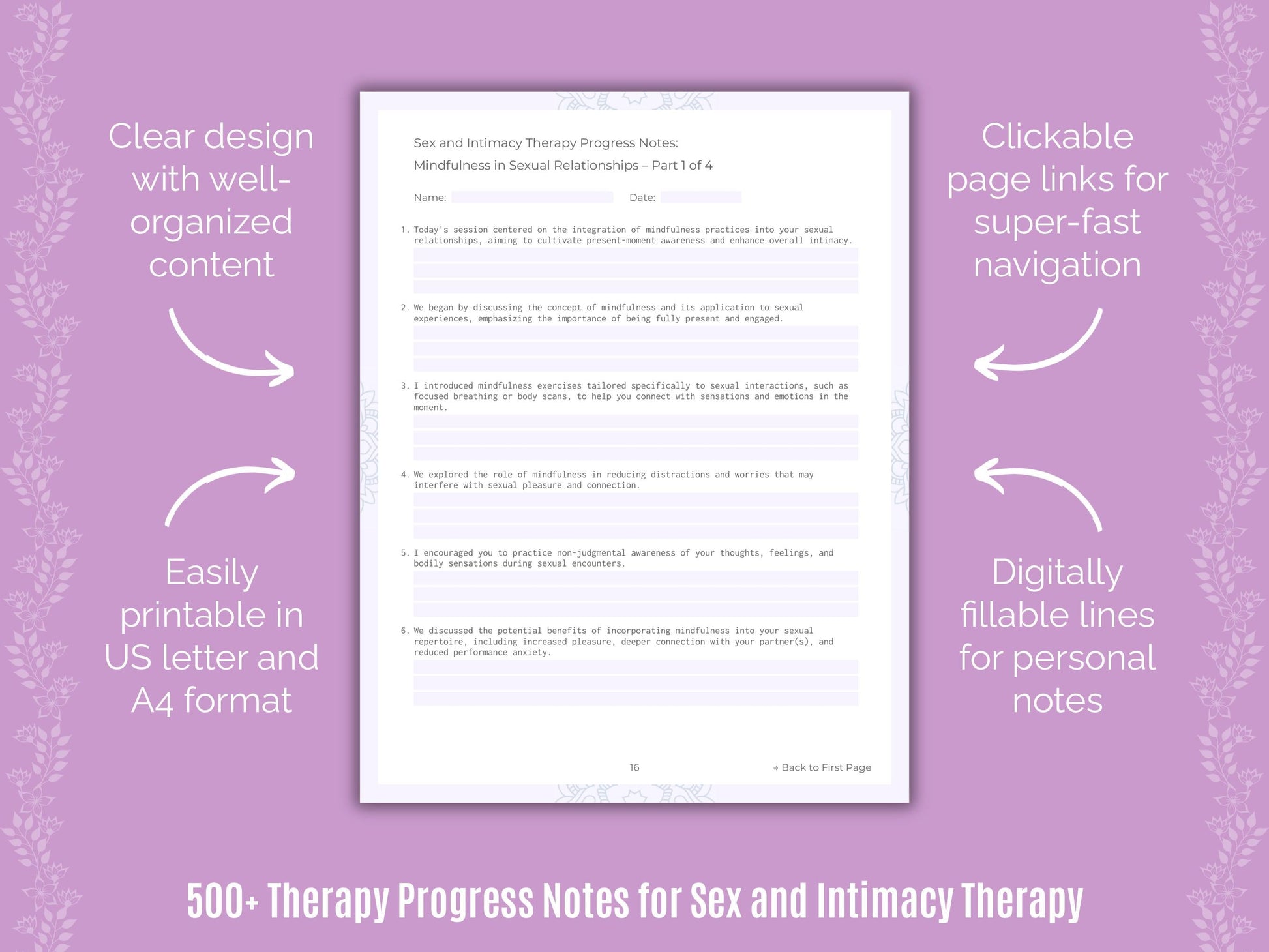 Sex and Intimacy Therapy Counseling Templates