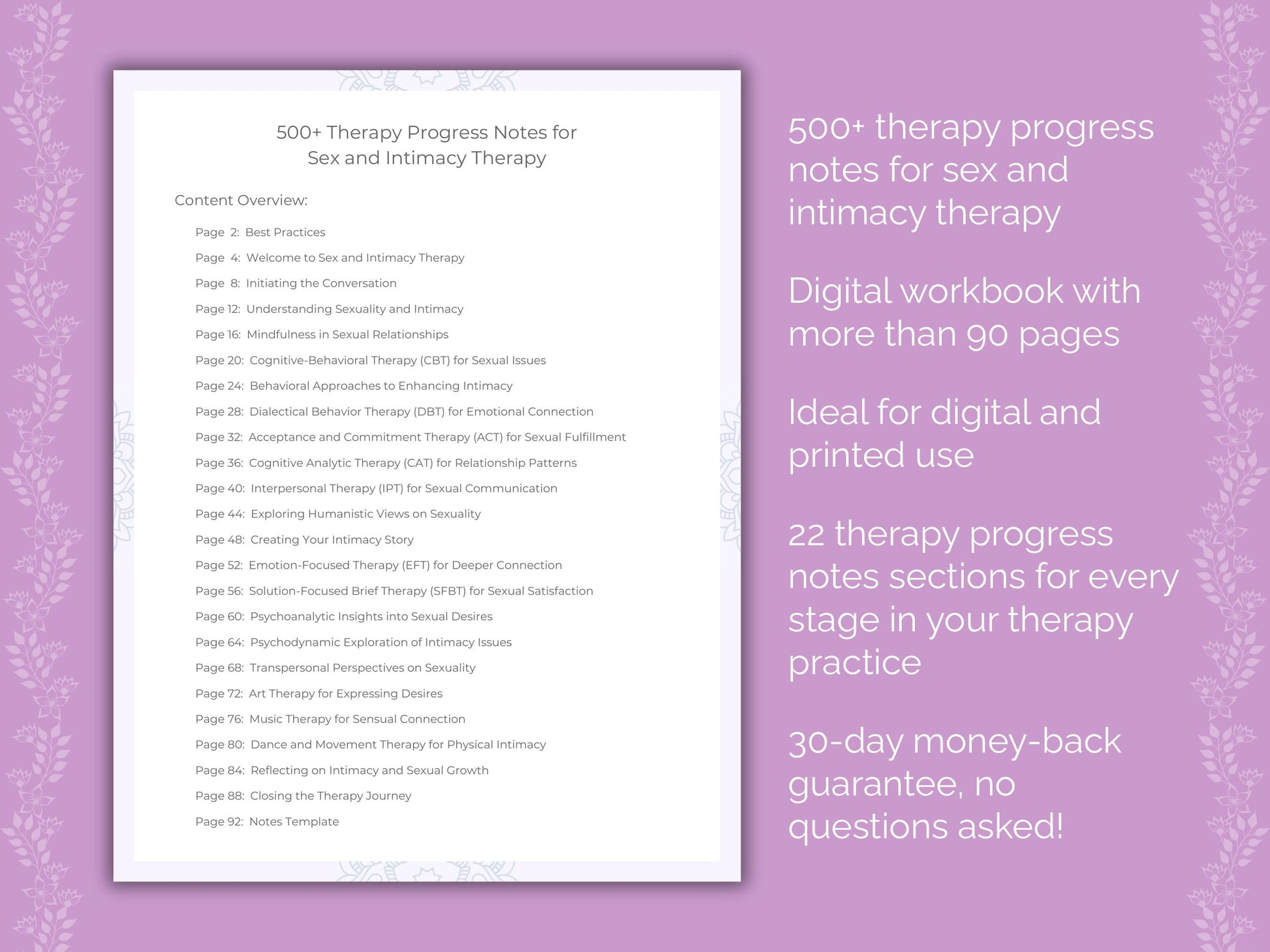 Sex and Intimacy Therapy Therapist Worksheets