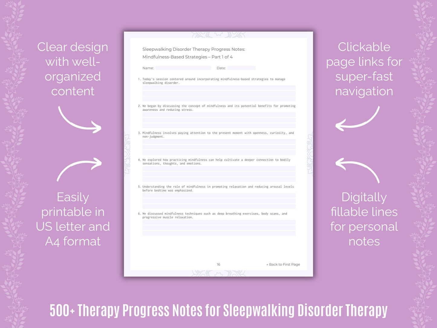 Sleepwalking Disorder Therapy Counseling Templates