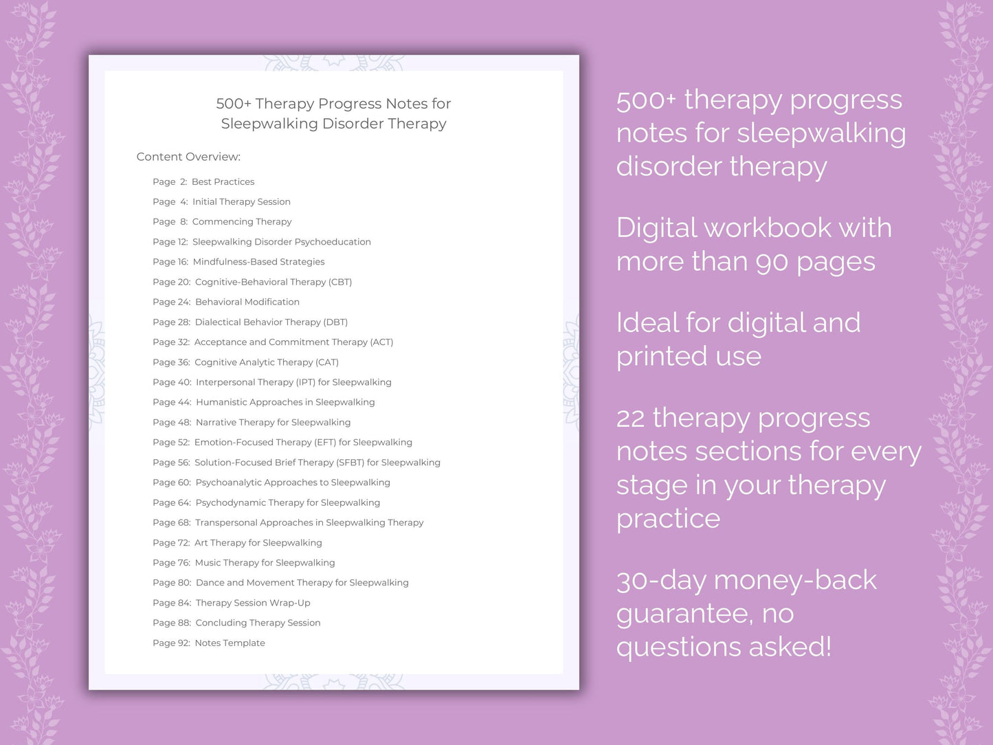 Sleepwalking Disorder Therapy Therapist Worksheets