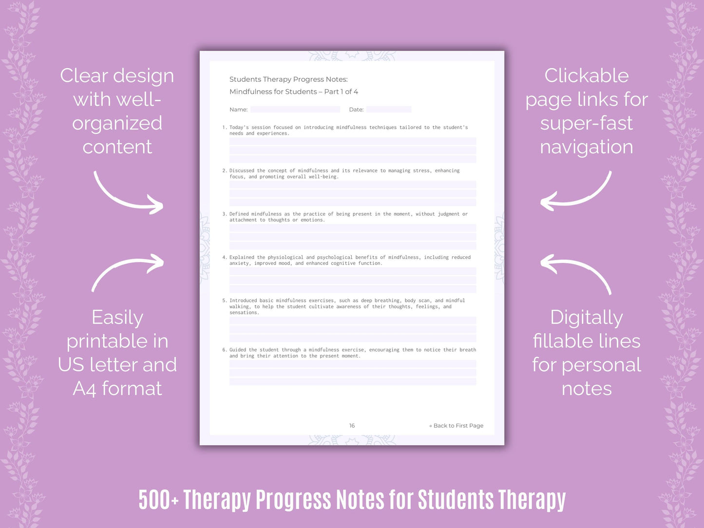 Students Therapy Counseling Templates