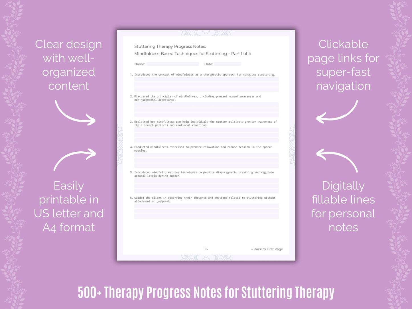 Stuttering Therapy Counseling Templates