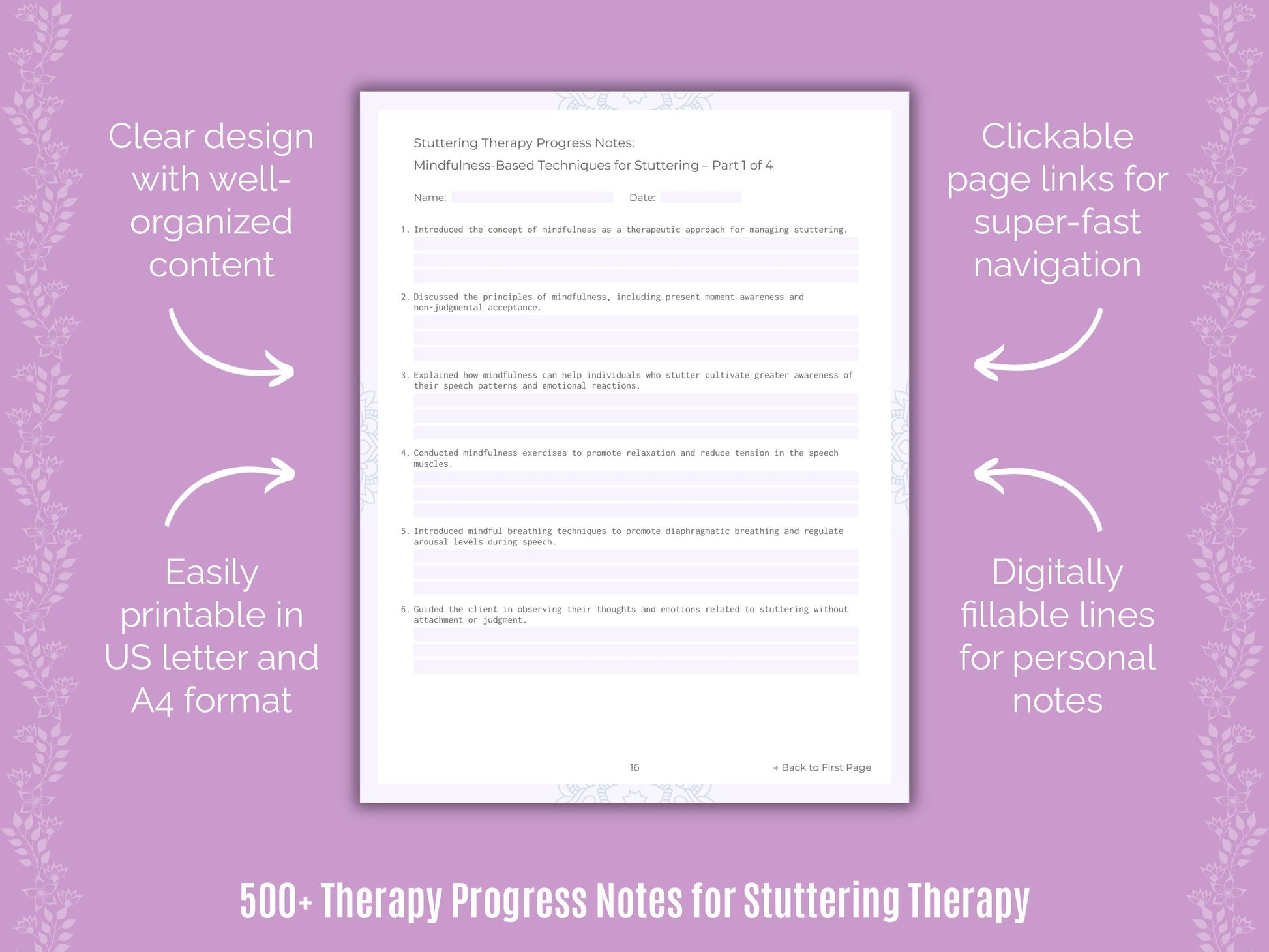 Stuttering Therapy Counseling Templates