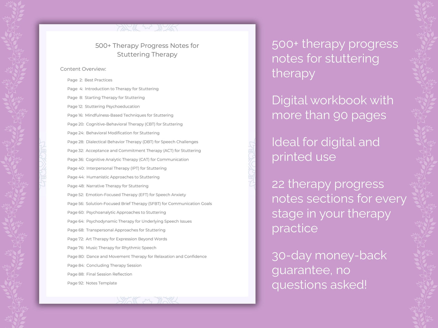 Stuttering Therapy Therapist Worksheets