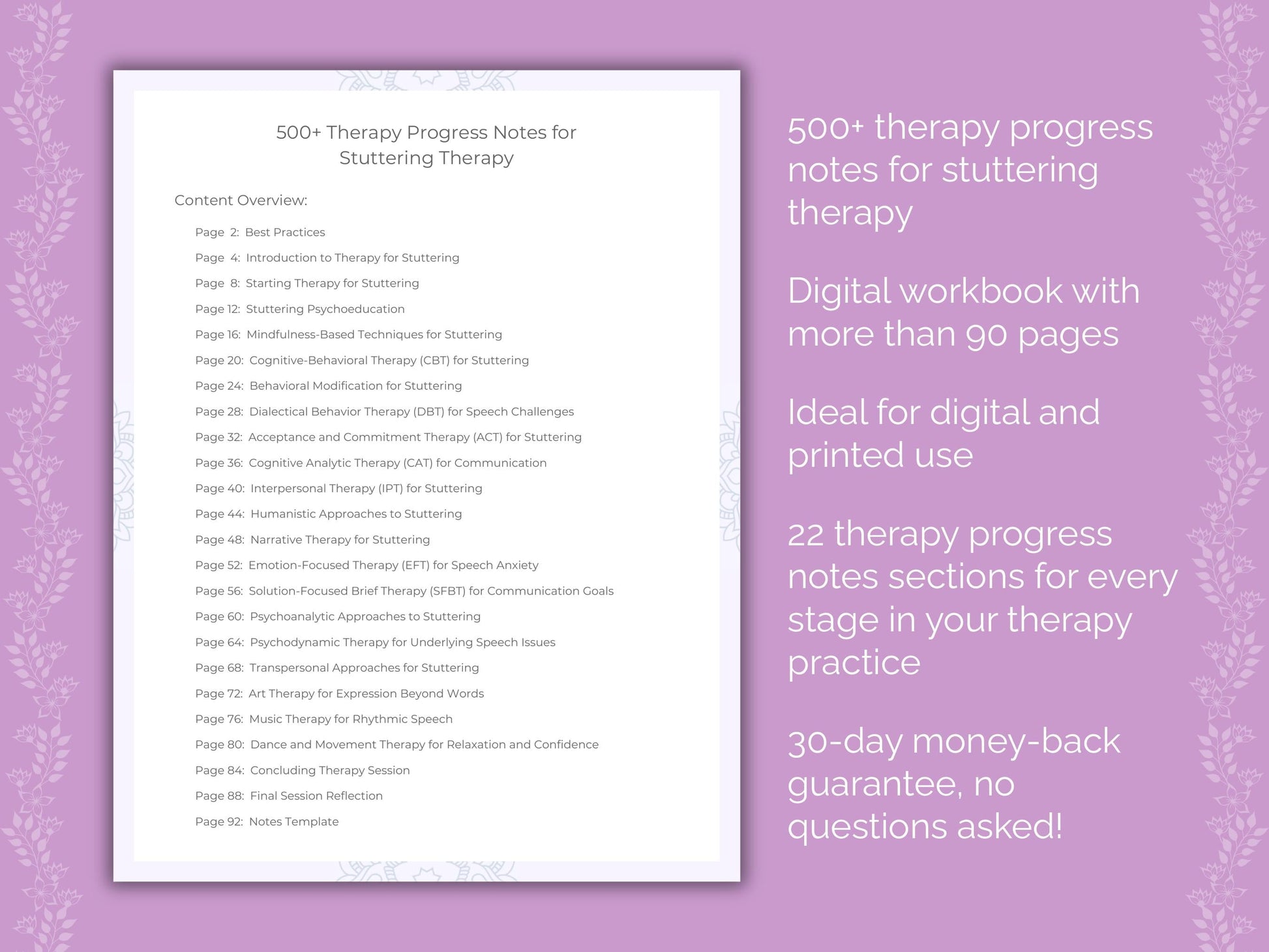 Stuttering Therapy Therapist Worksheets