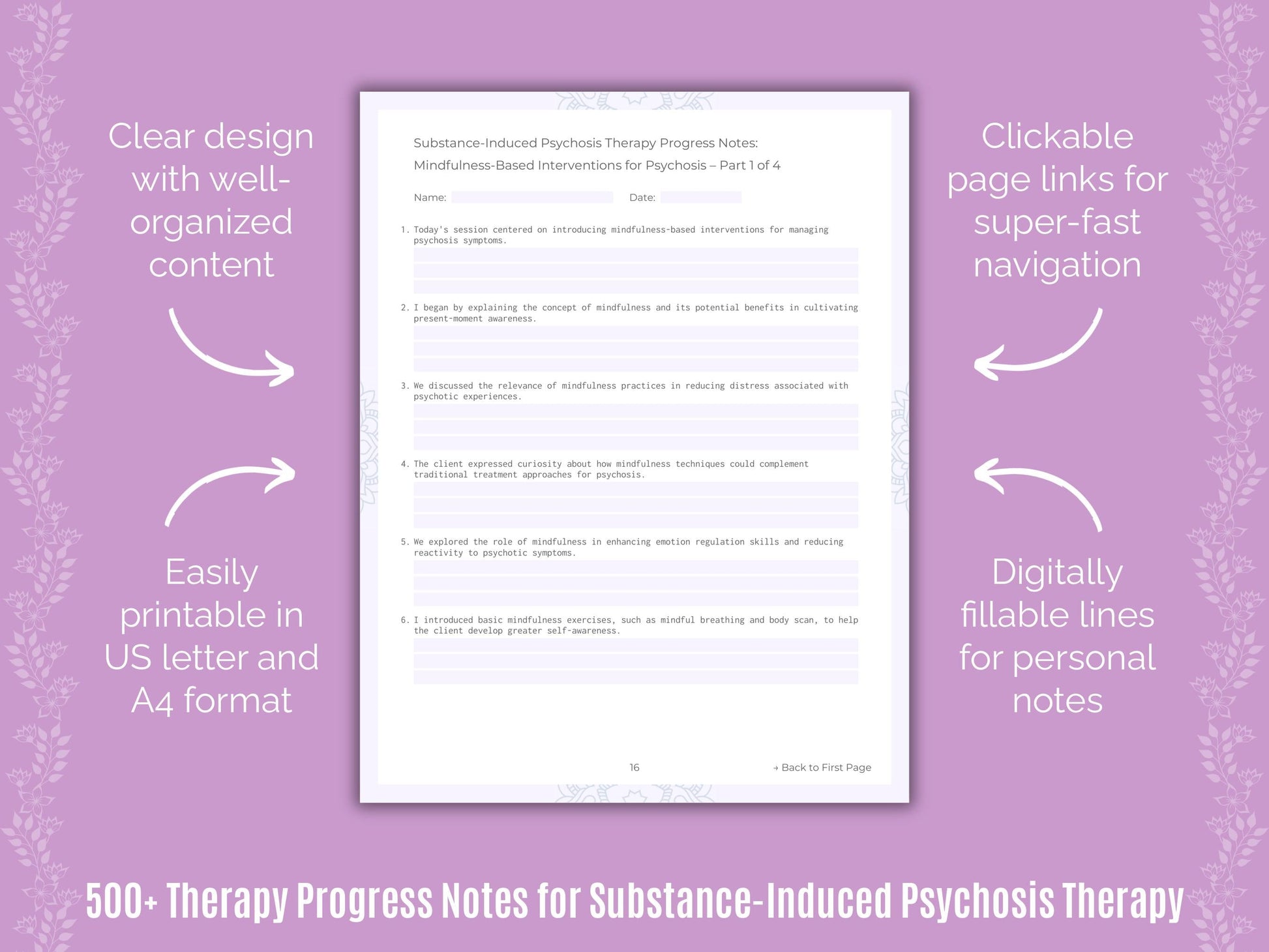 Substance-Induced Psychosis Therapy Counseling Templates