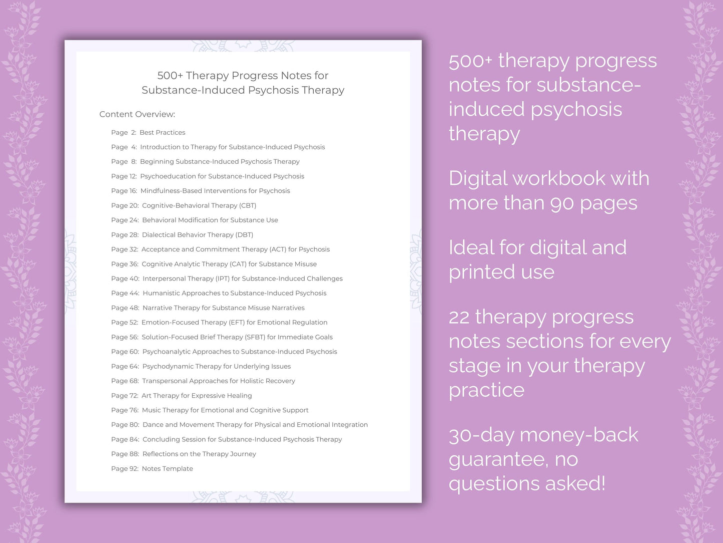 Substance-Induced Psychosis Therapy Therapist Worksheets