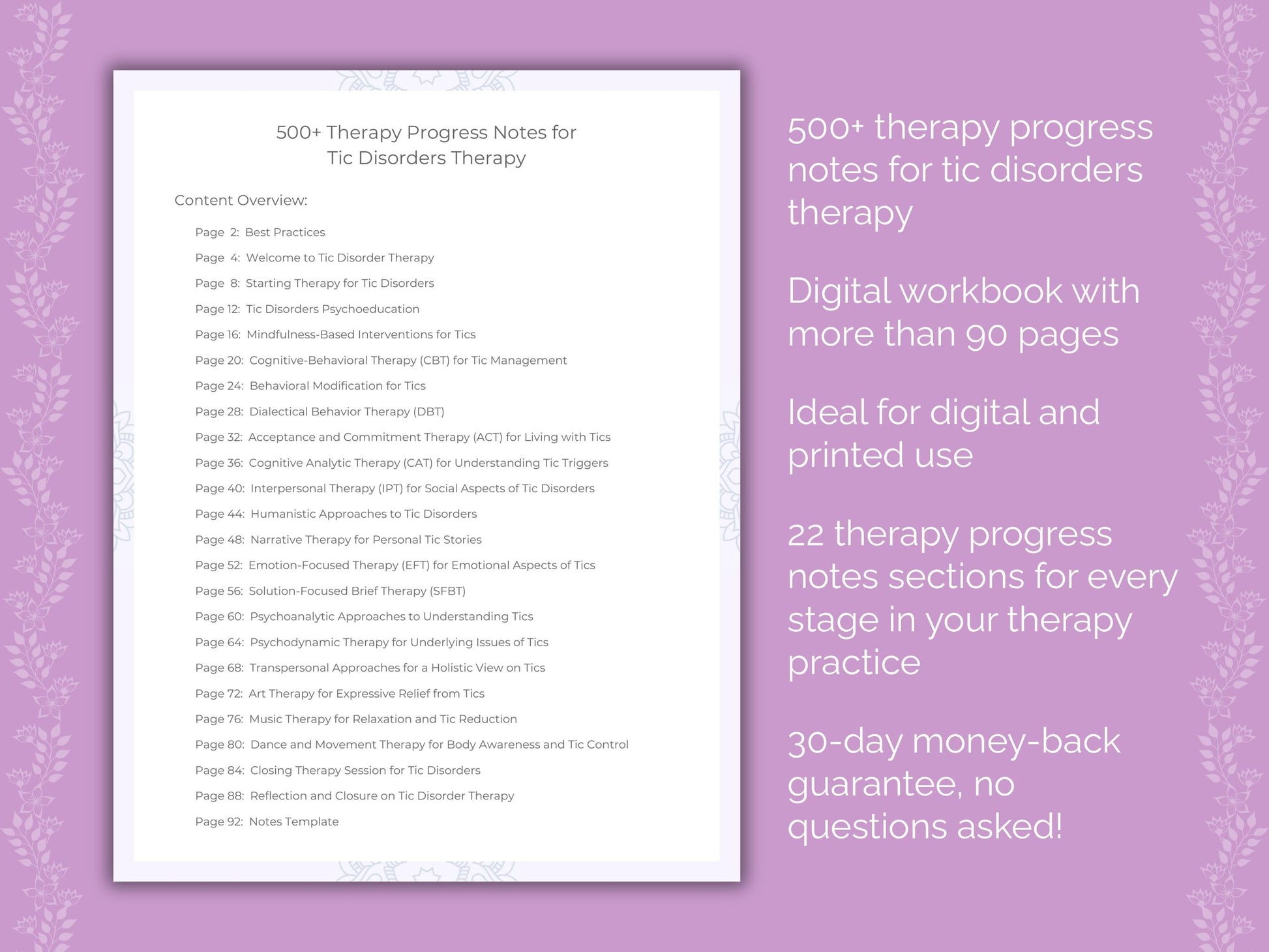 Tic Disorders Therapy Therapist Worksheets