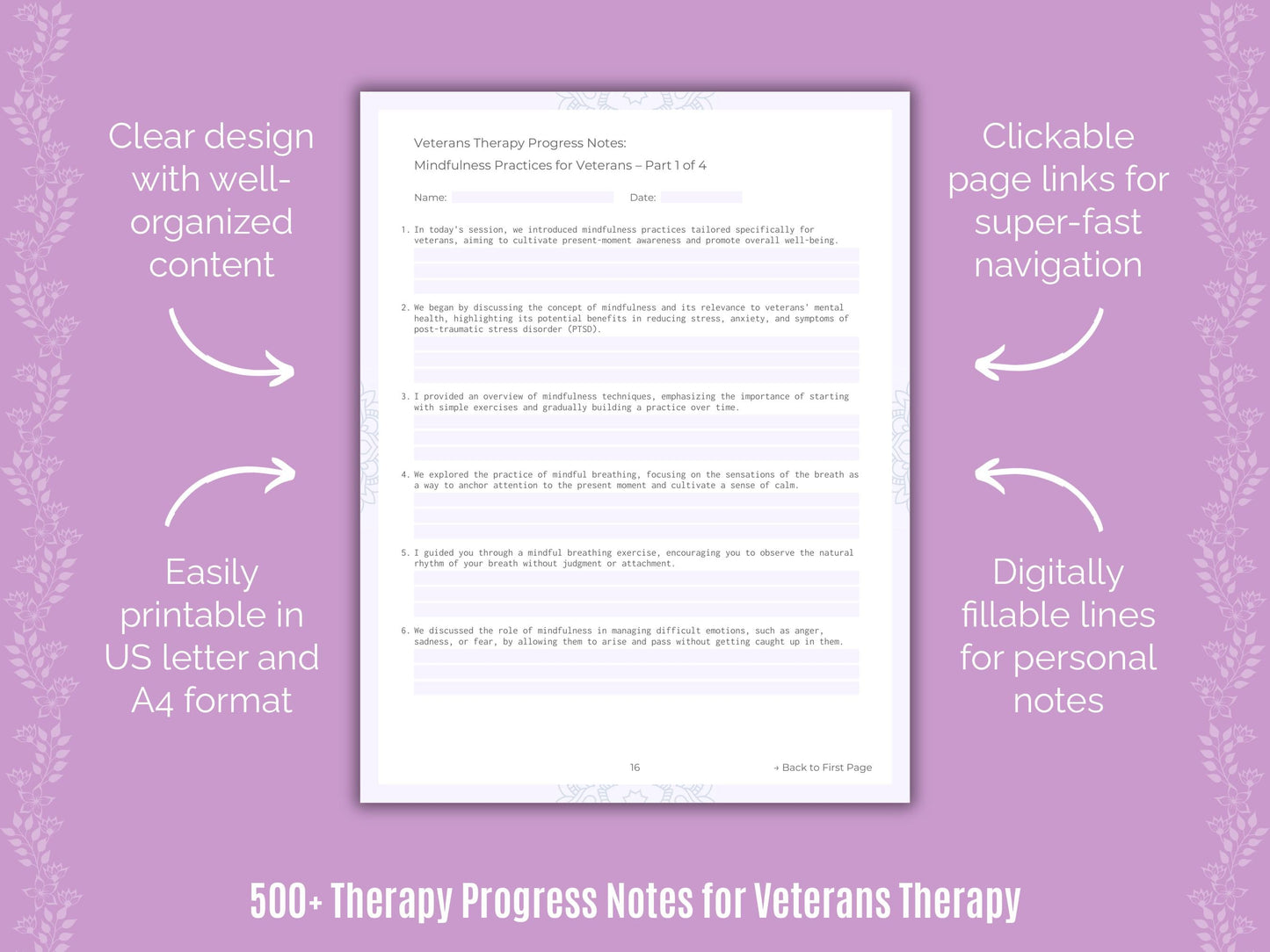 Veterans Therapy Counseling Templates