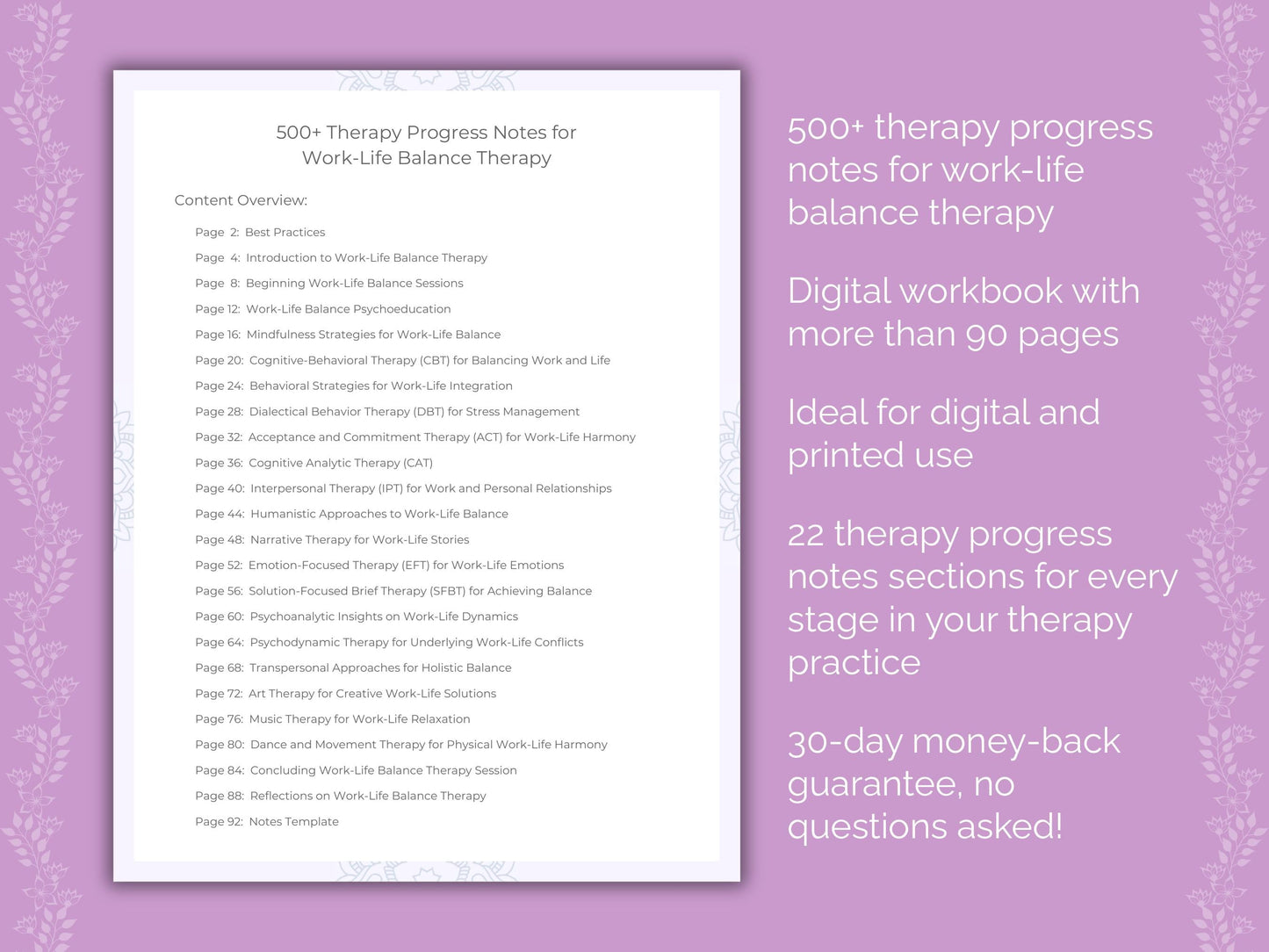 Work-Life Balance Therapy Therapist Worksheets