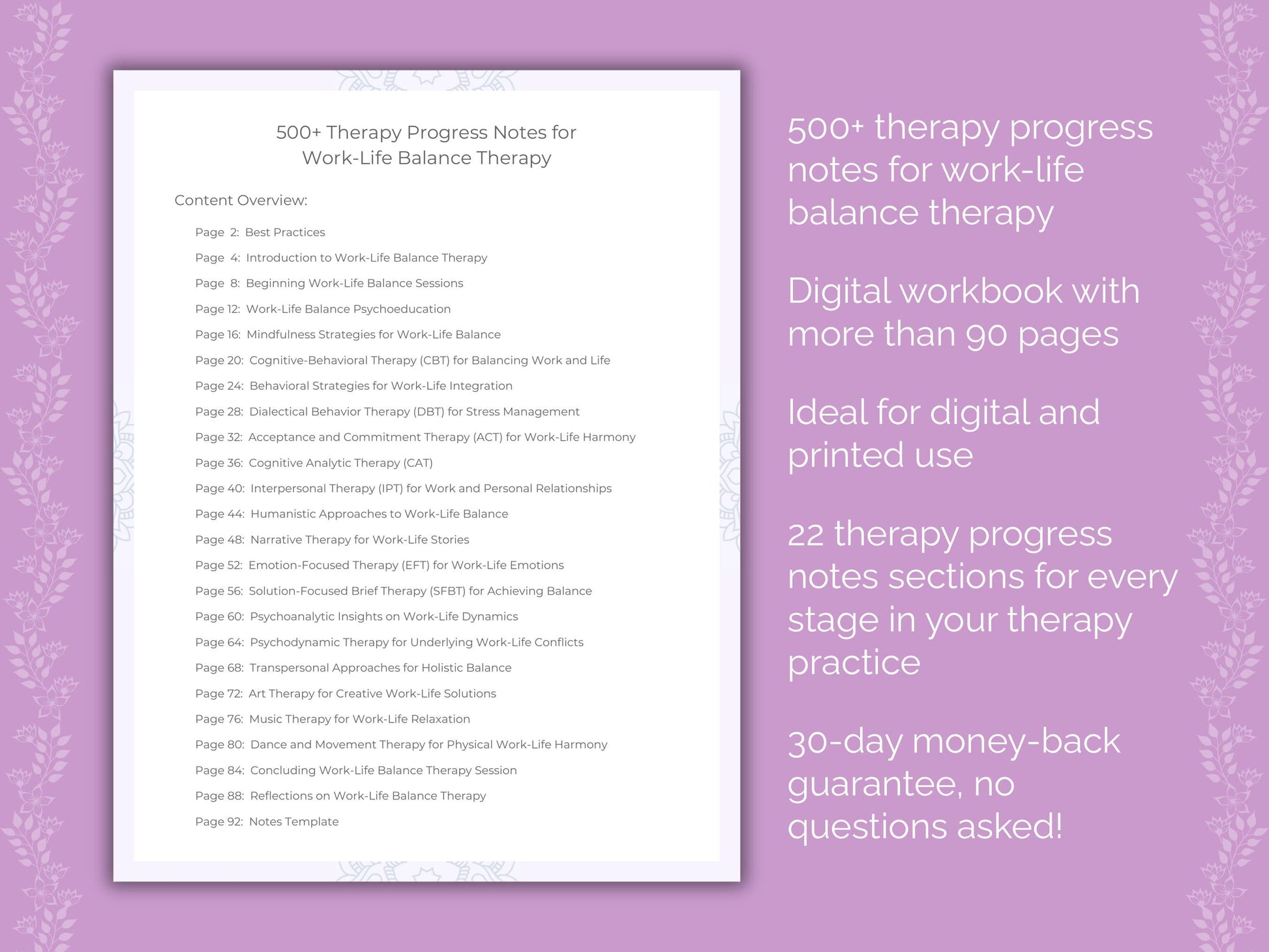 Work-Life Balance Therapy Therapist Worksheets