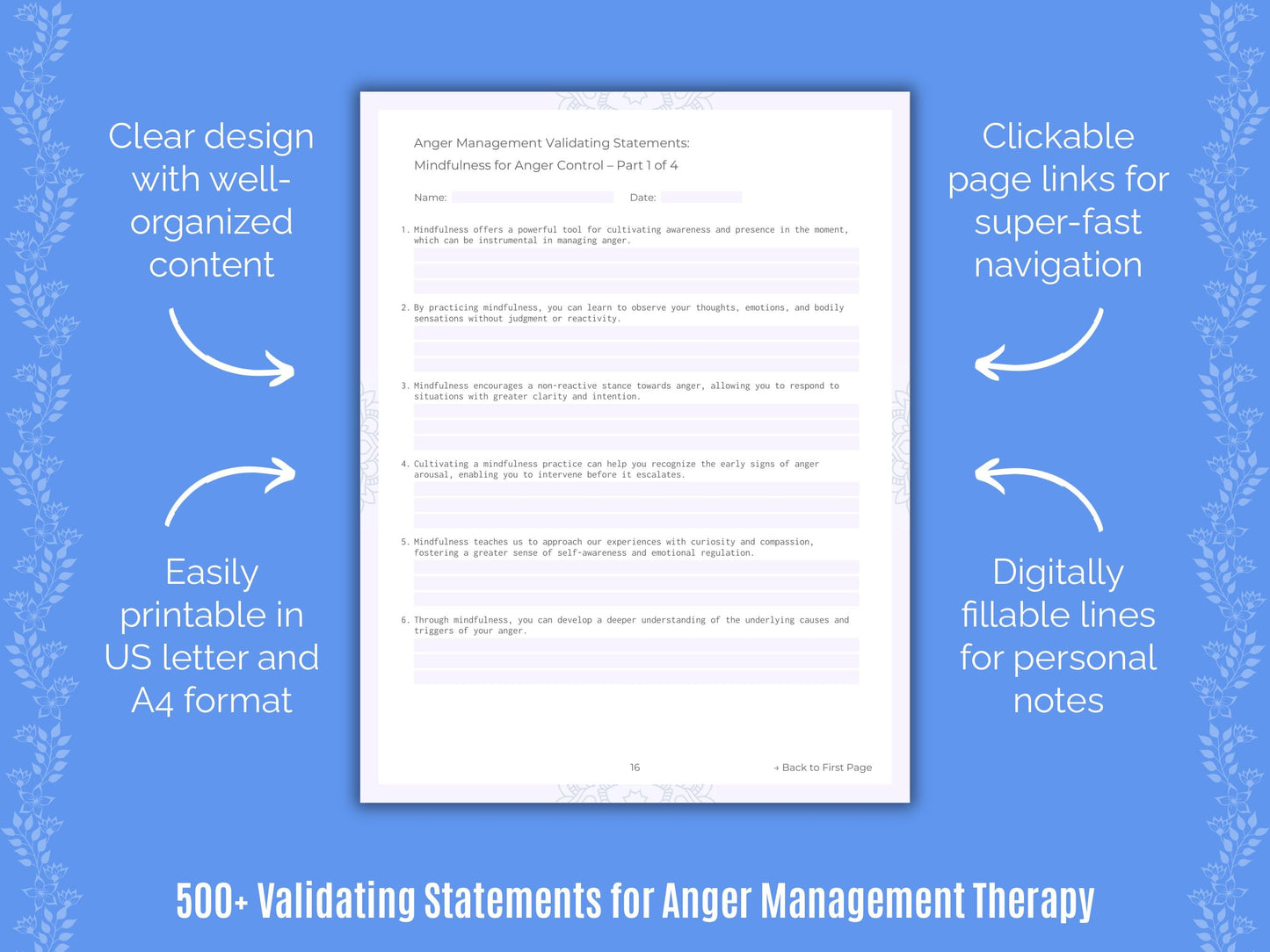 Anger Management Therapy Counseling Templates