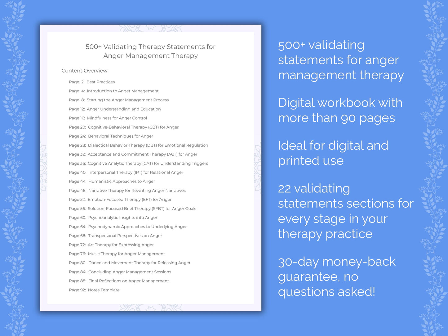 Anger Management Therapy Therapist Worksheets