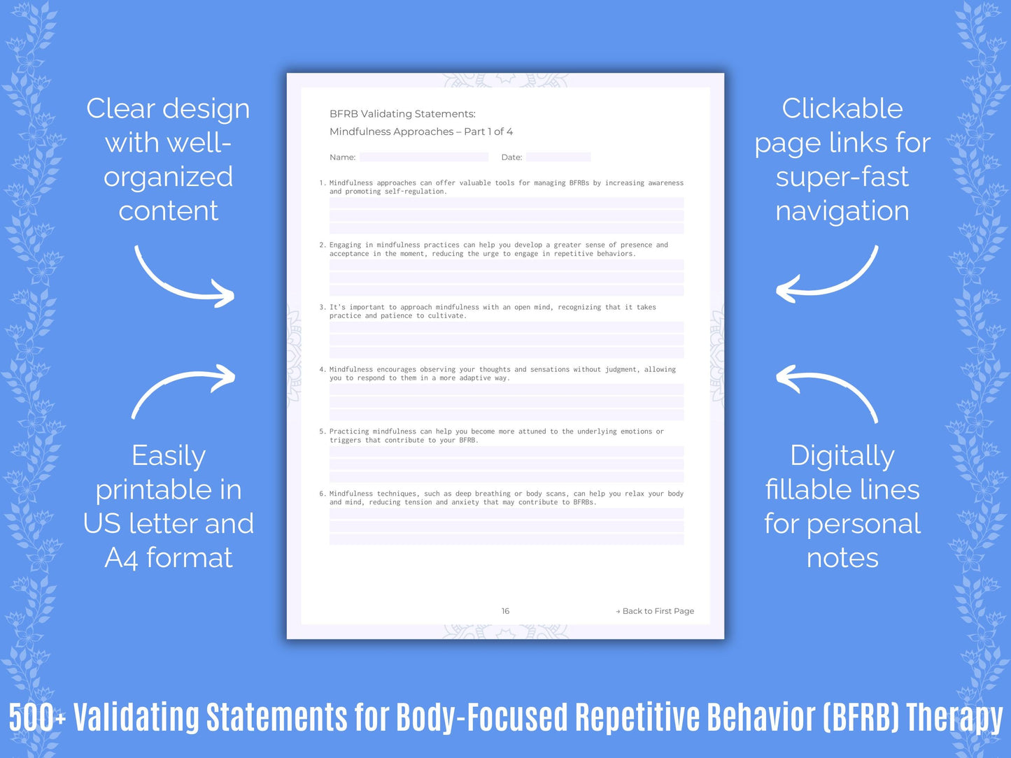 Body-Focused Repetitive Behavior (BFRB) Therapy Counseling Templates