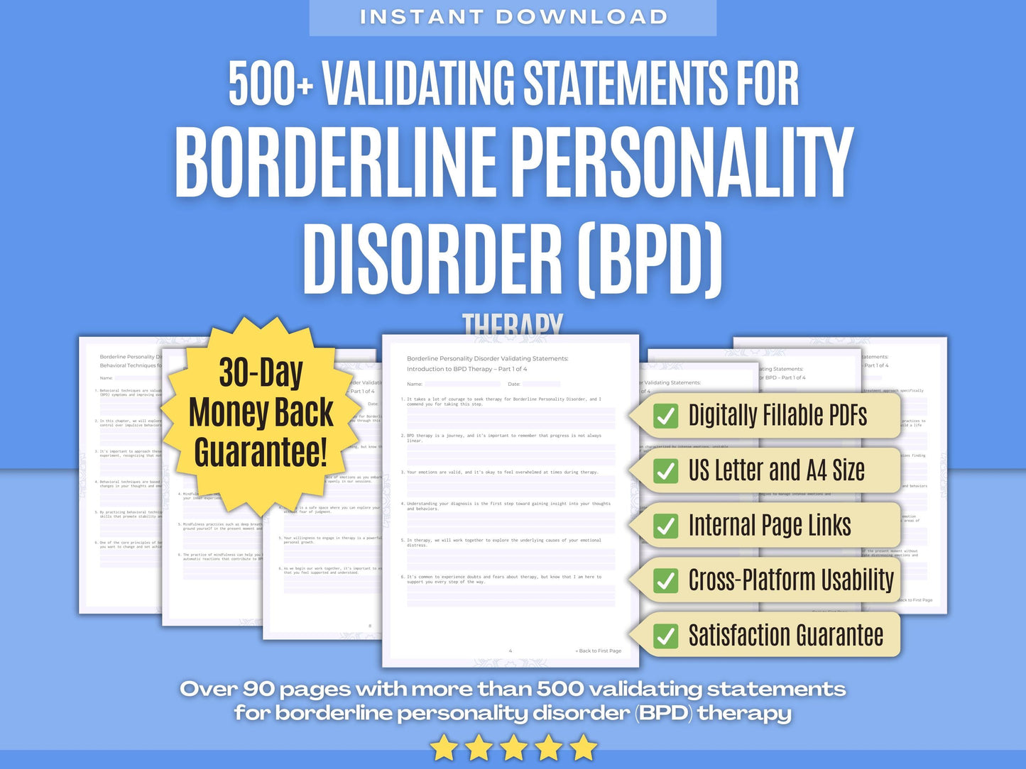 Borderline Personality Disorder (BPD) Therapy Psychology Workbooks