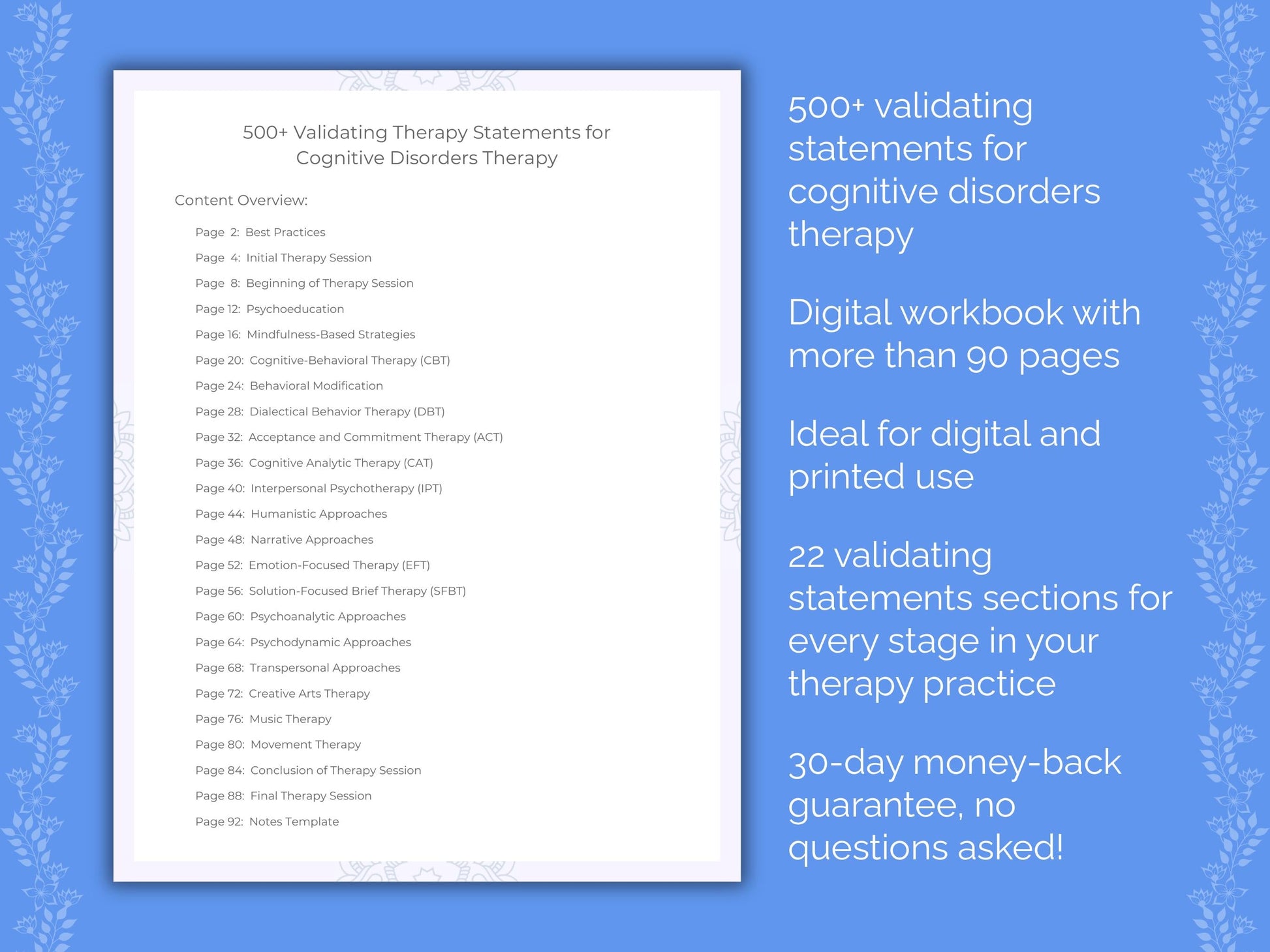 Cognitive Disorders Therapy Therapist Worksheets