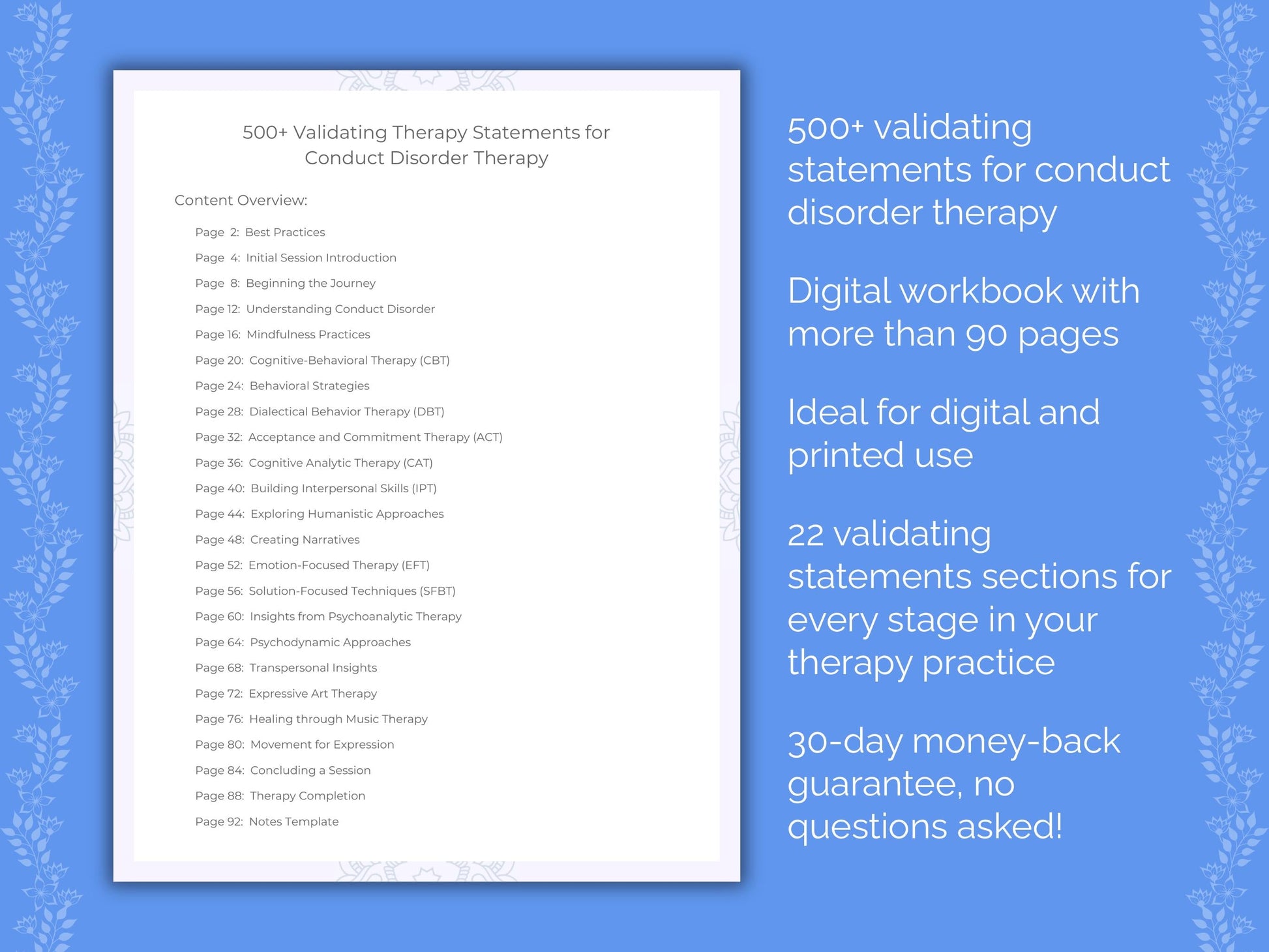 Conduct Disorder Therapy Therapist Worksheets