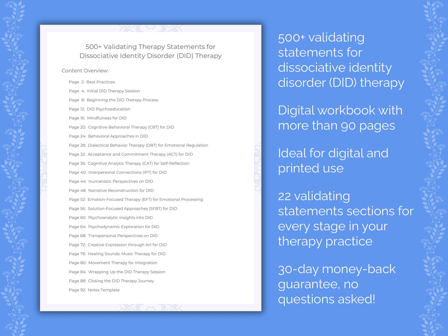 Dissociative Identity Disorder (DID) Therapy Therapist Worksheets