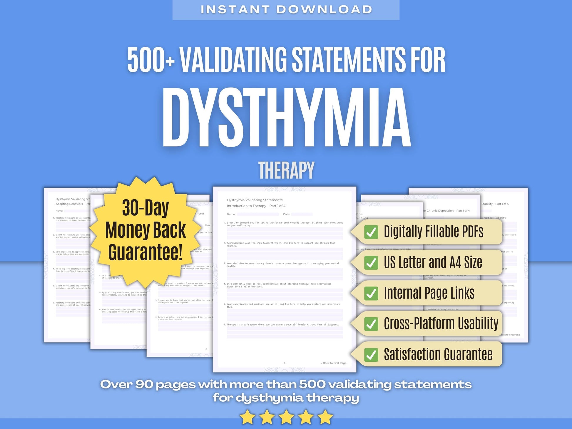 Dysthymia Therapy Psychology Workbooks