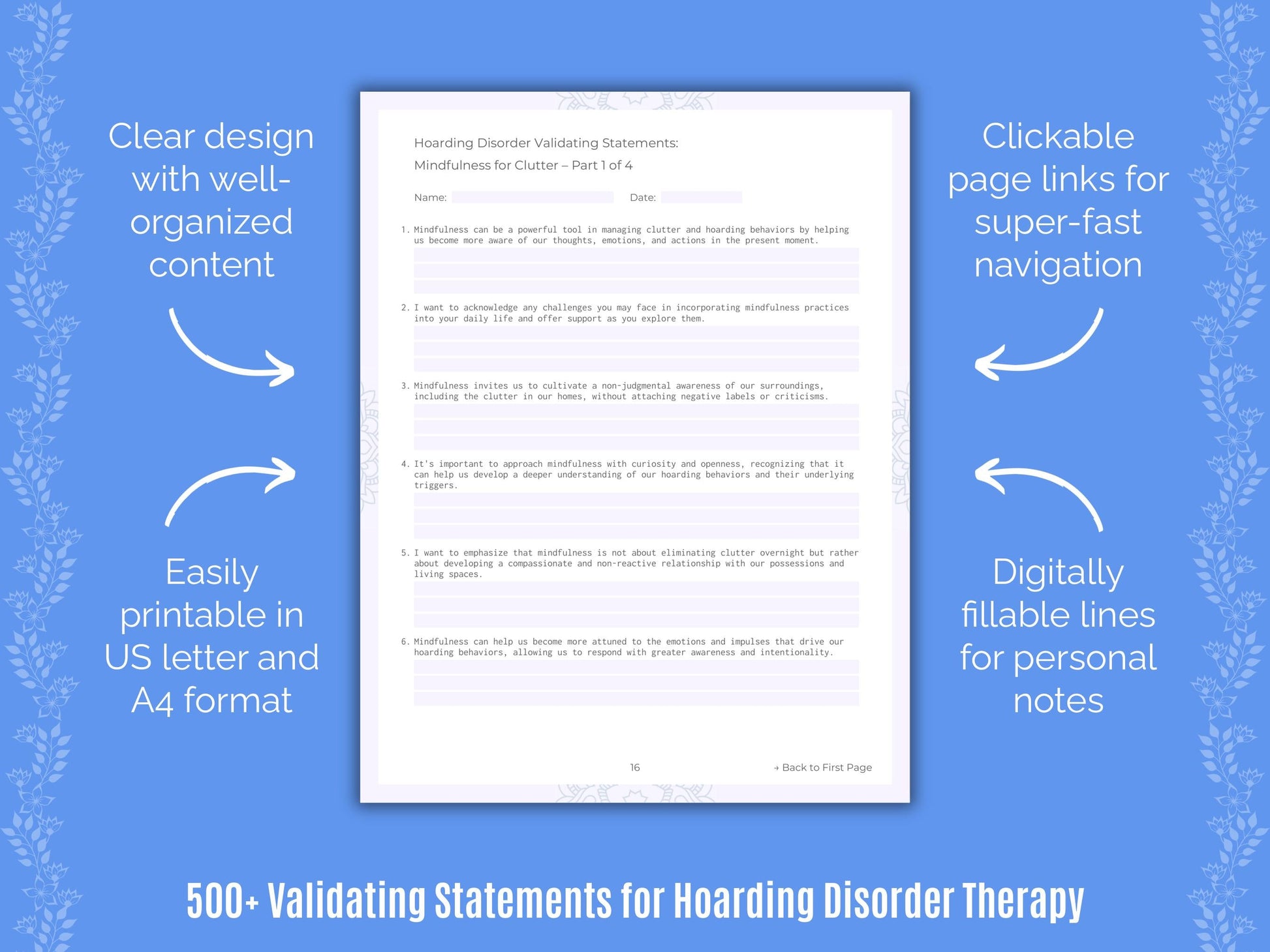 Hoarding Disorder Therapy Counseling Templates