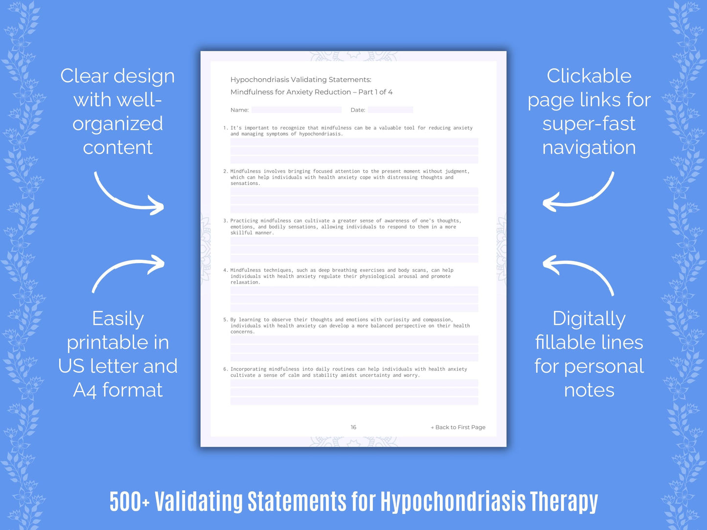 Hypochondriasis Therapy Counseling Templates