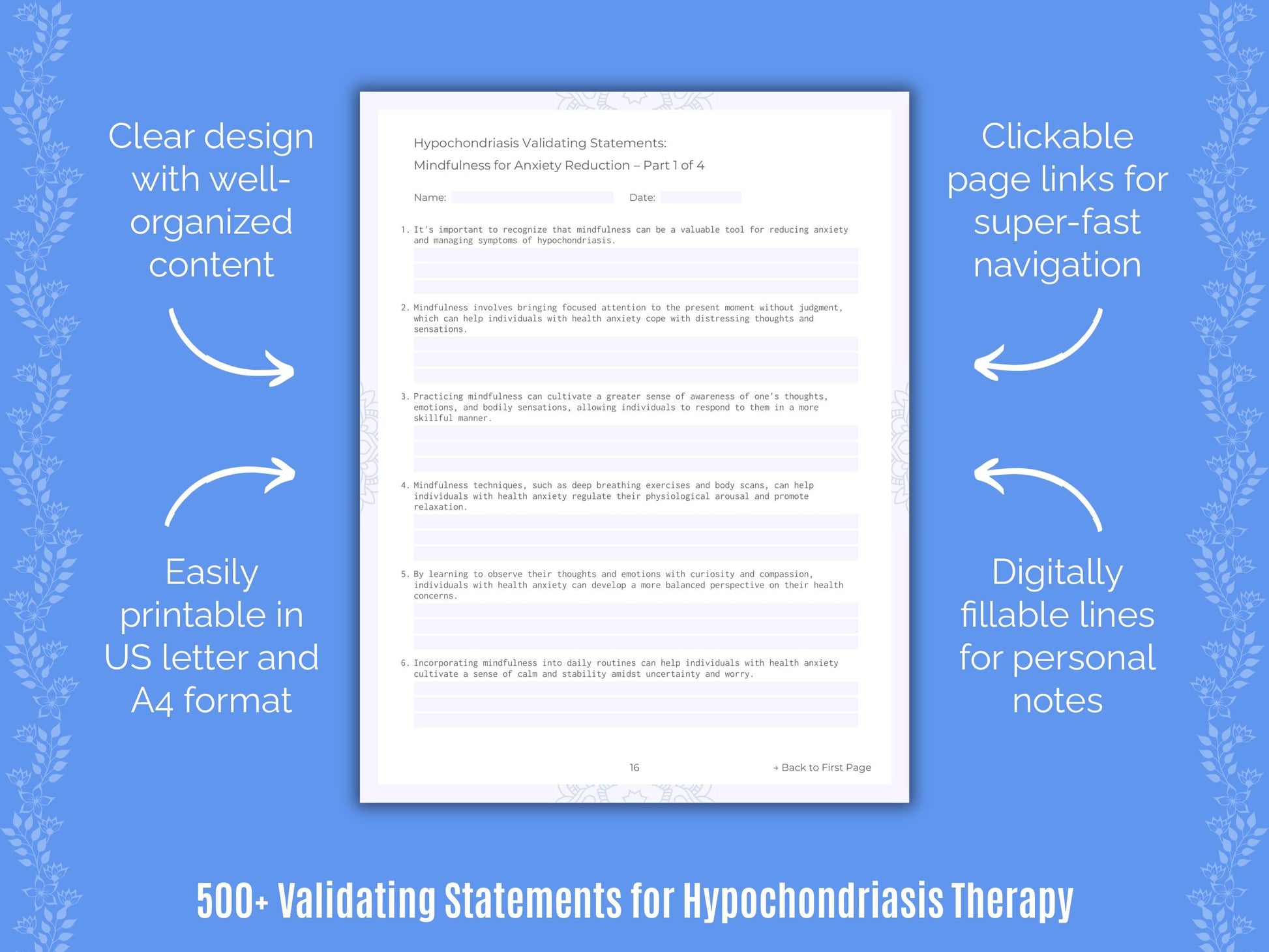 Hypochondriasis Therapy Counseling Templates