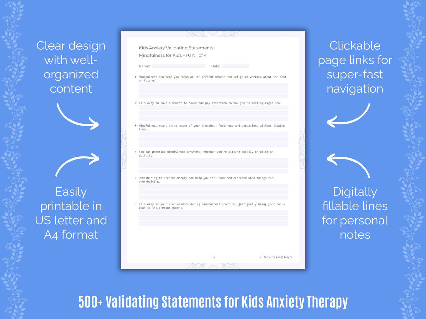 Kids Anxiety Therapy Counseling Templates