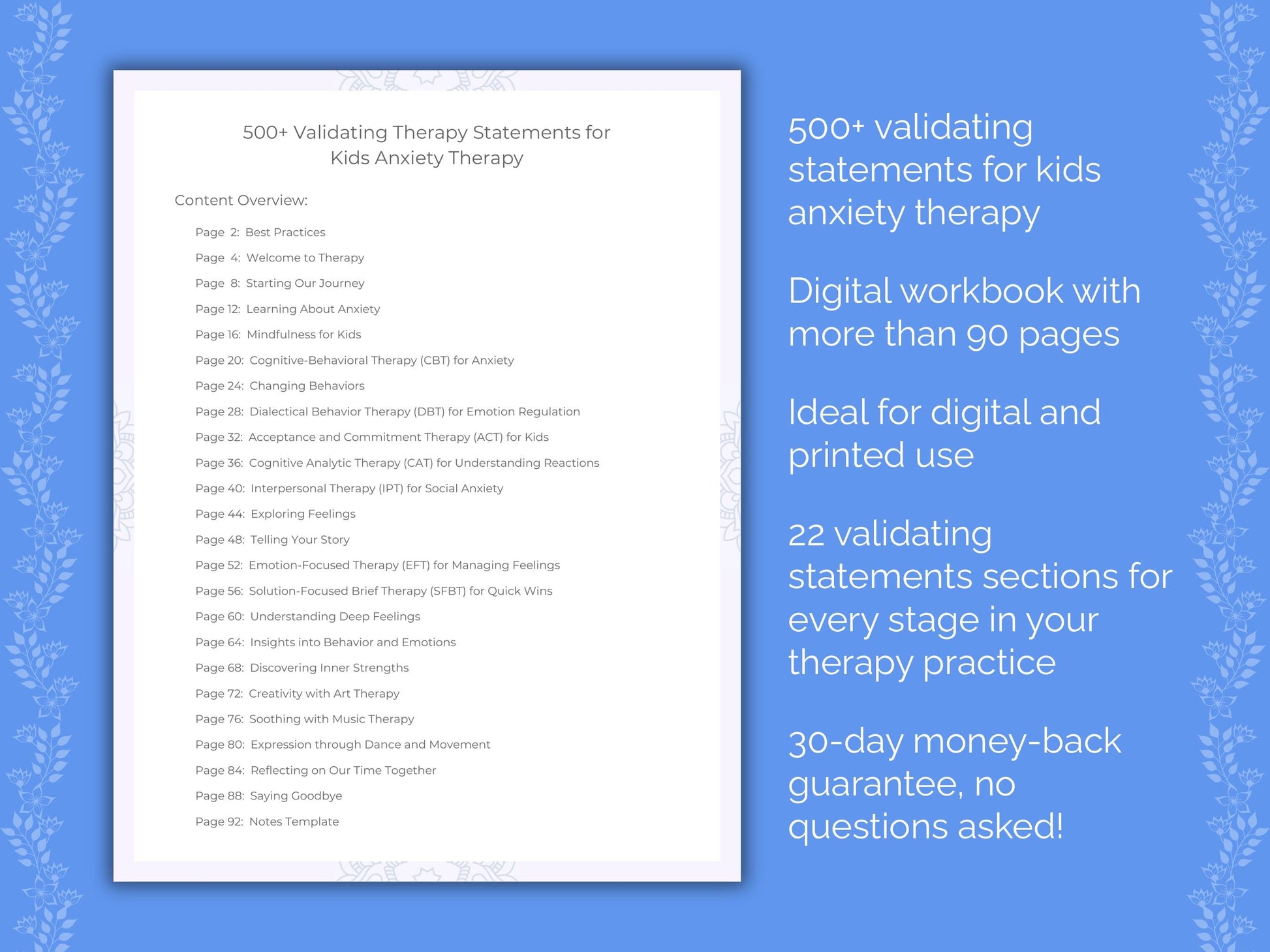 Kids Anxiety Therapy Therapist Worksheets