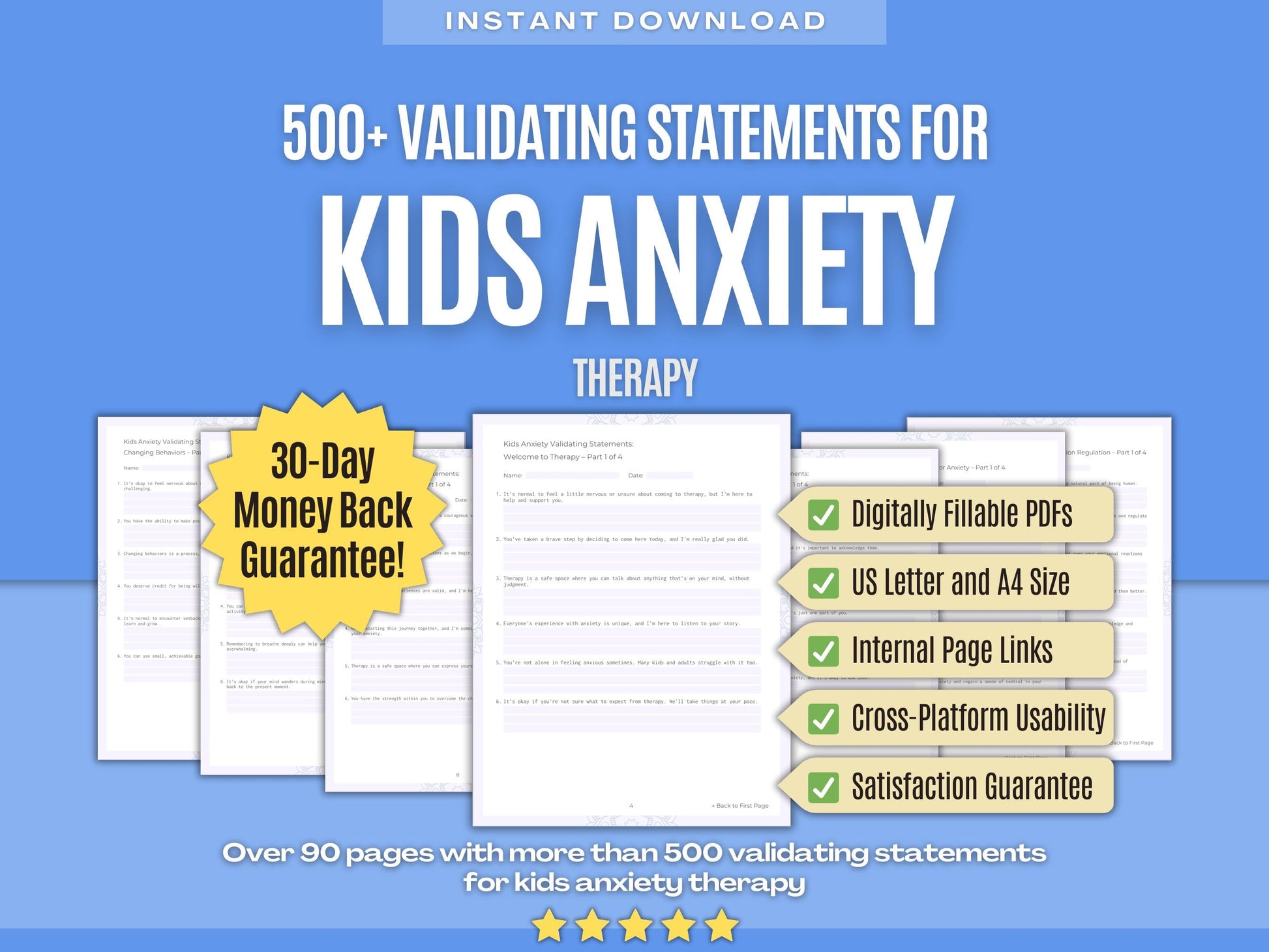 Kids Anxiety Therapy Psychology Workbooks