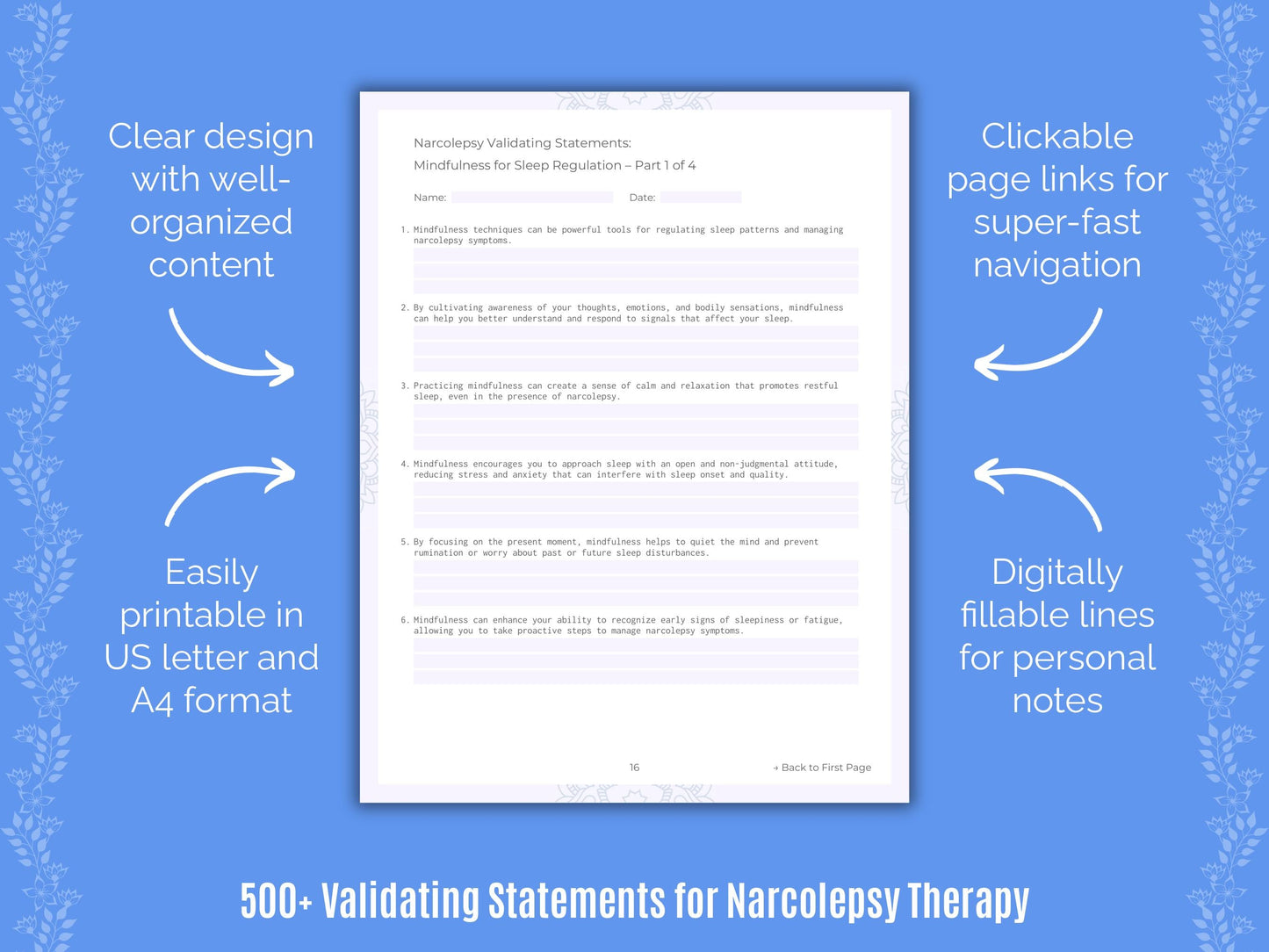 Narcolepsy Therapy Counseling Templates