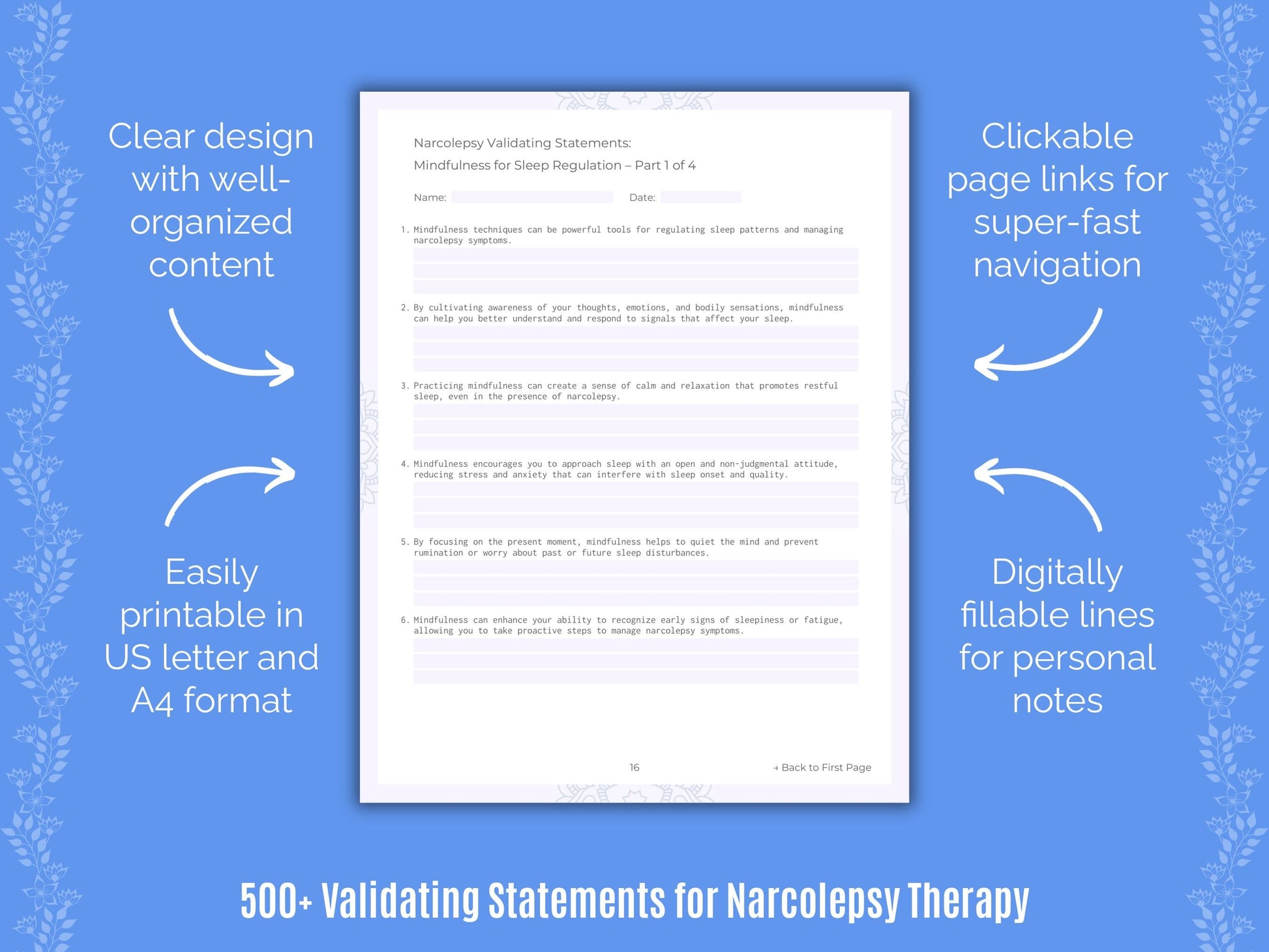 Narcolepsy Therapy Counseling Templates