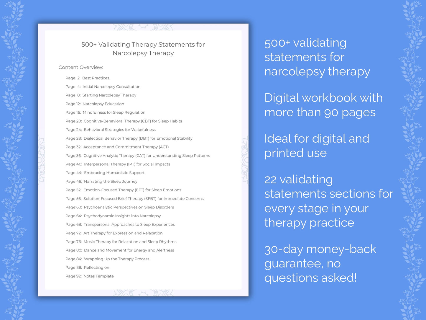 Narcolepsy Therapy Therapist Worksheets