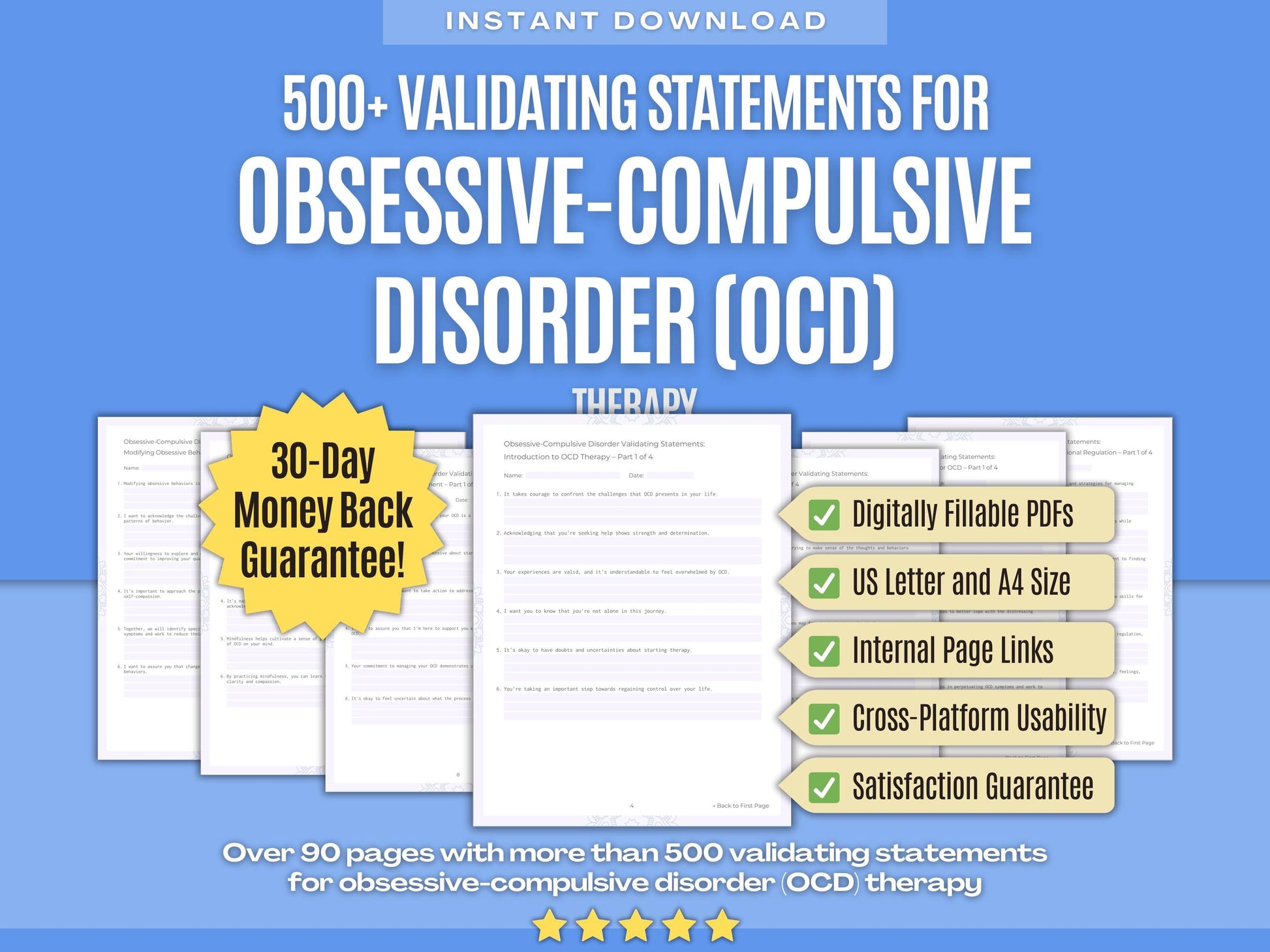 Obsessive-Compulsive Disorder (OCD) Therapy Psychology Workbooks