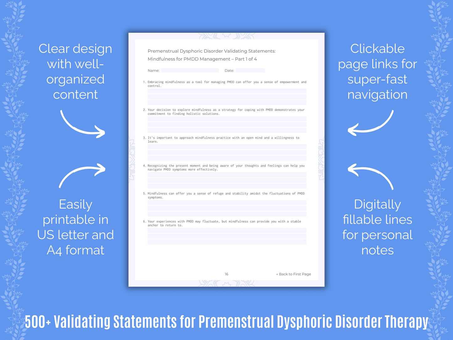 Premenstrual Dysphoric Disorder Therapy Counseling Templates