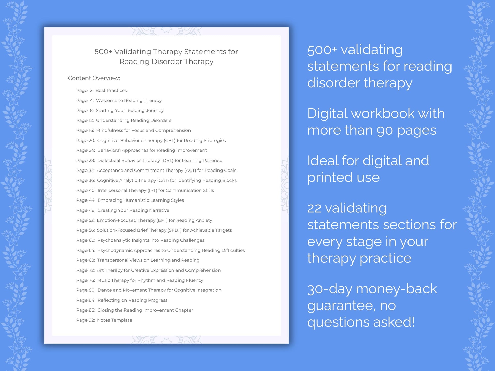 Reading Disorder Therapy Therapist Worksheets