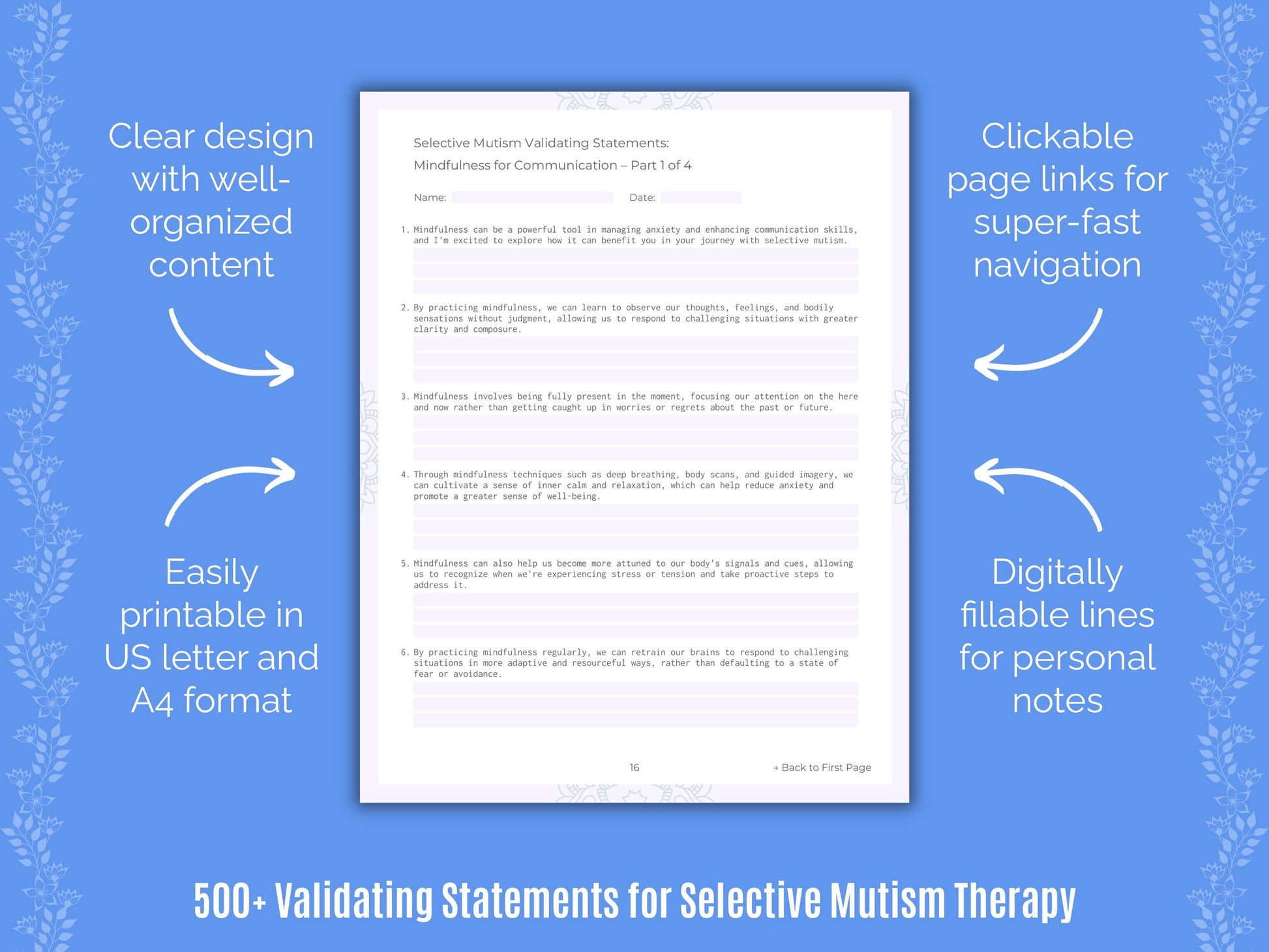 Selective Mutism Therapy Counseling Templates