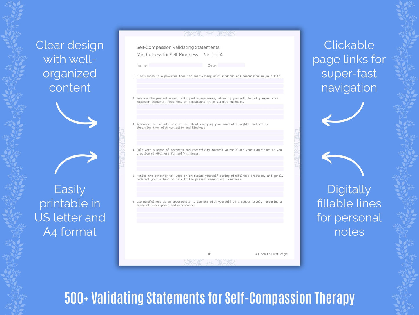 Self-Compassion Therapy Counseling Templates