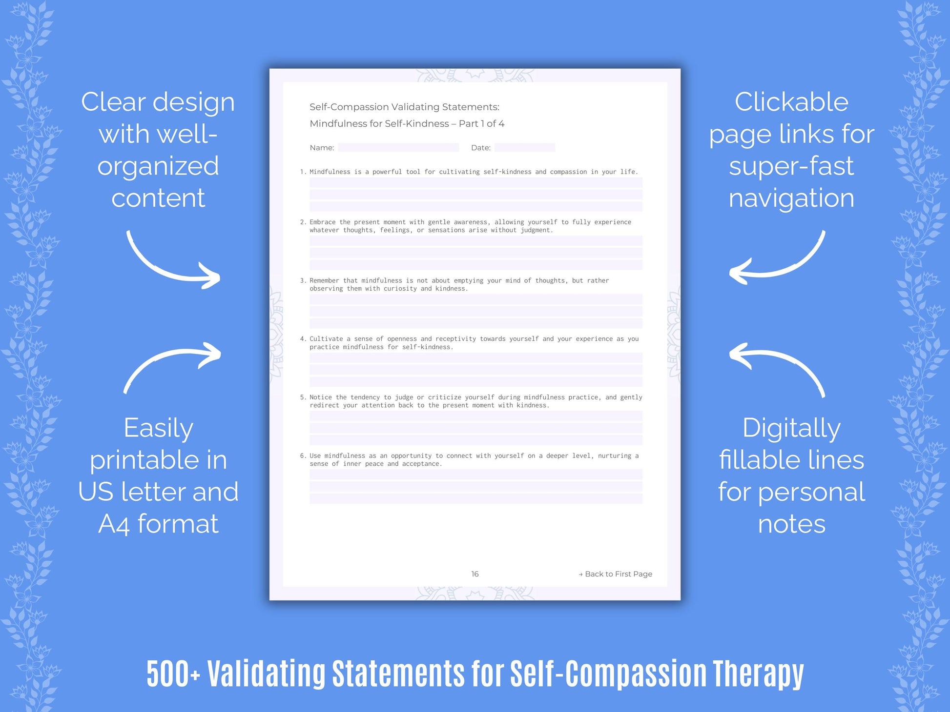 Self-Compassion Therapy Counseling Templates