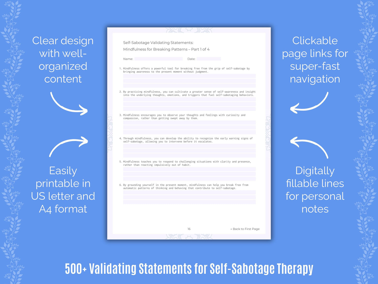 Self-Sabotage Therapy Counseling Templates