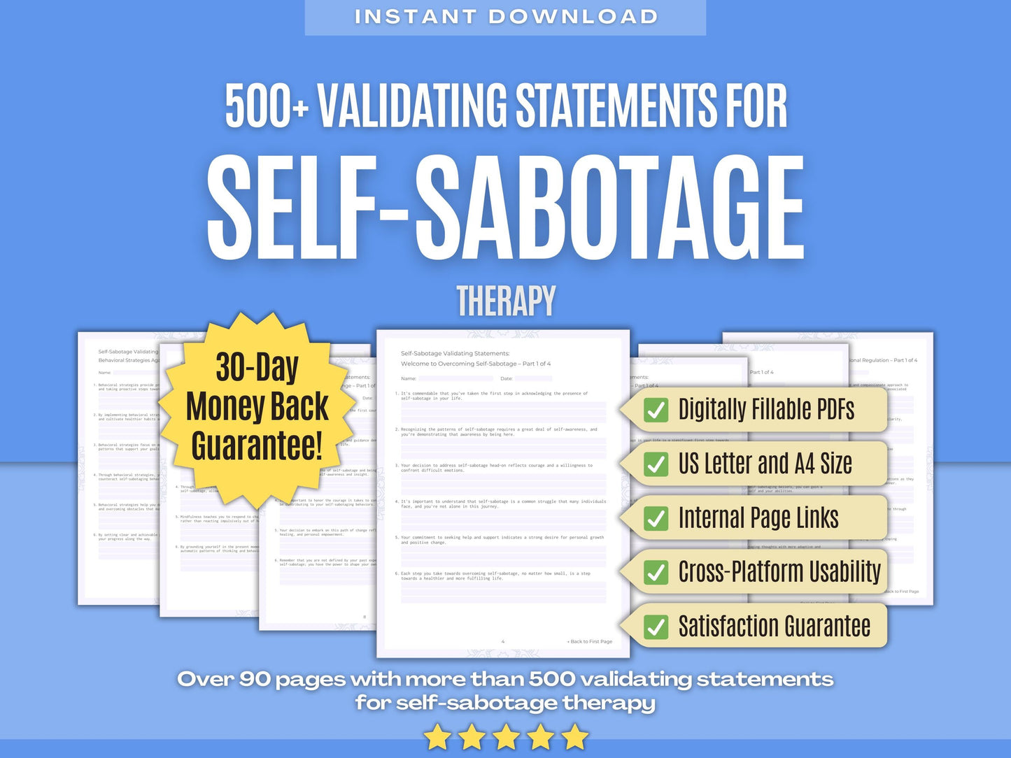 Self-Sabotage Therapy Psychology Workbooks