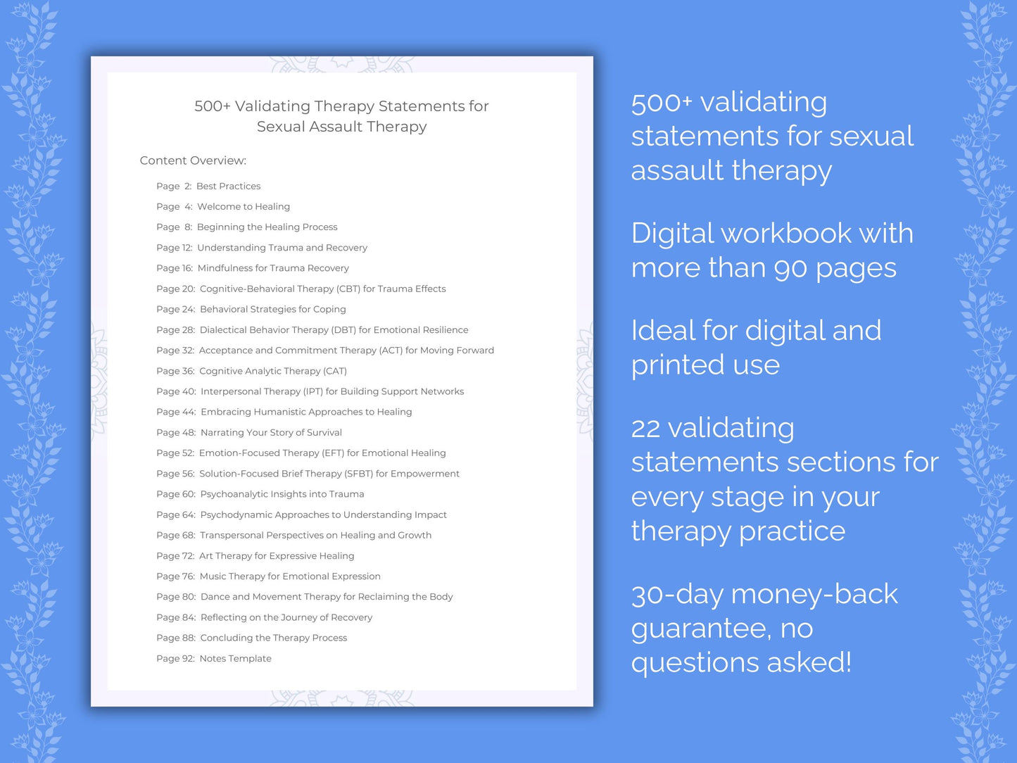 Sexual Assault Therapy Therapist Worksheets