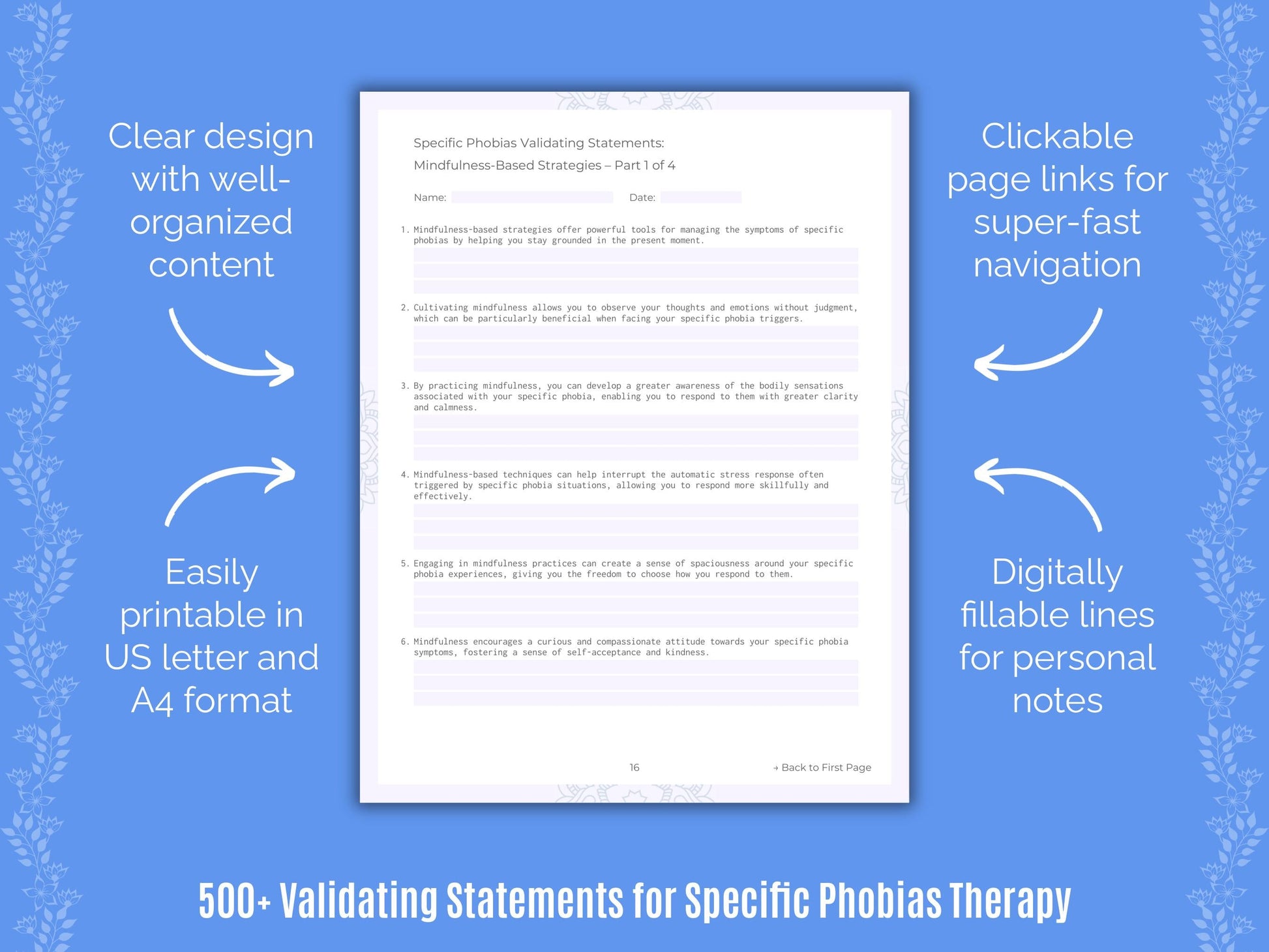 Specific Phobias Therapy Counseling Templates