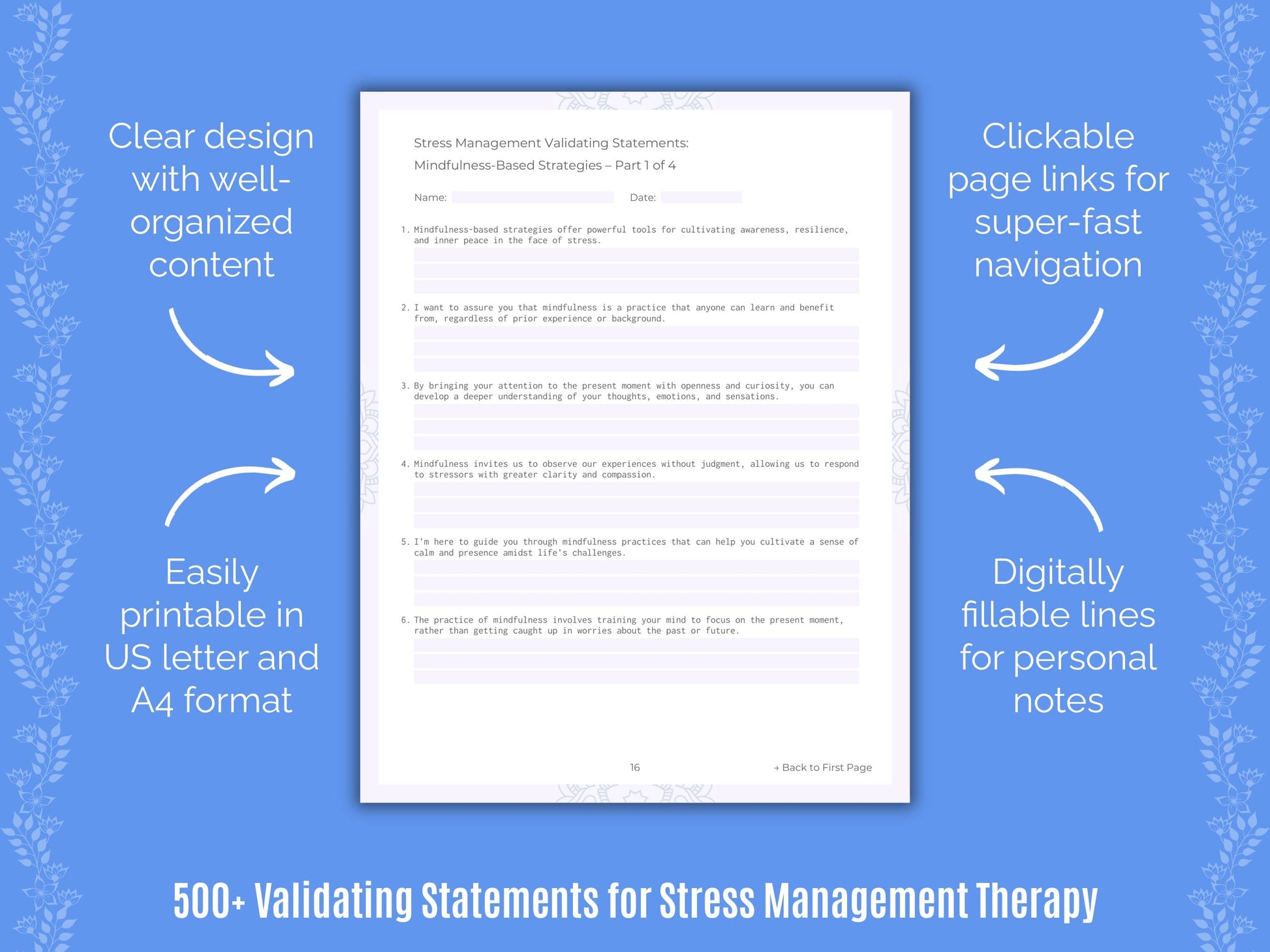 Stress Management Therapy Counseling Templates