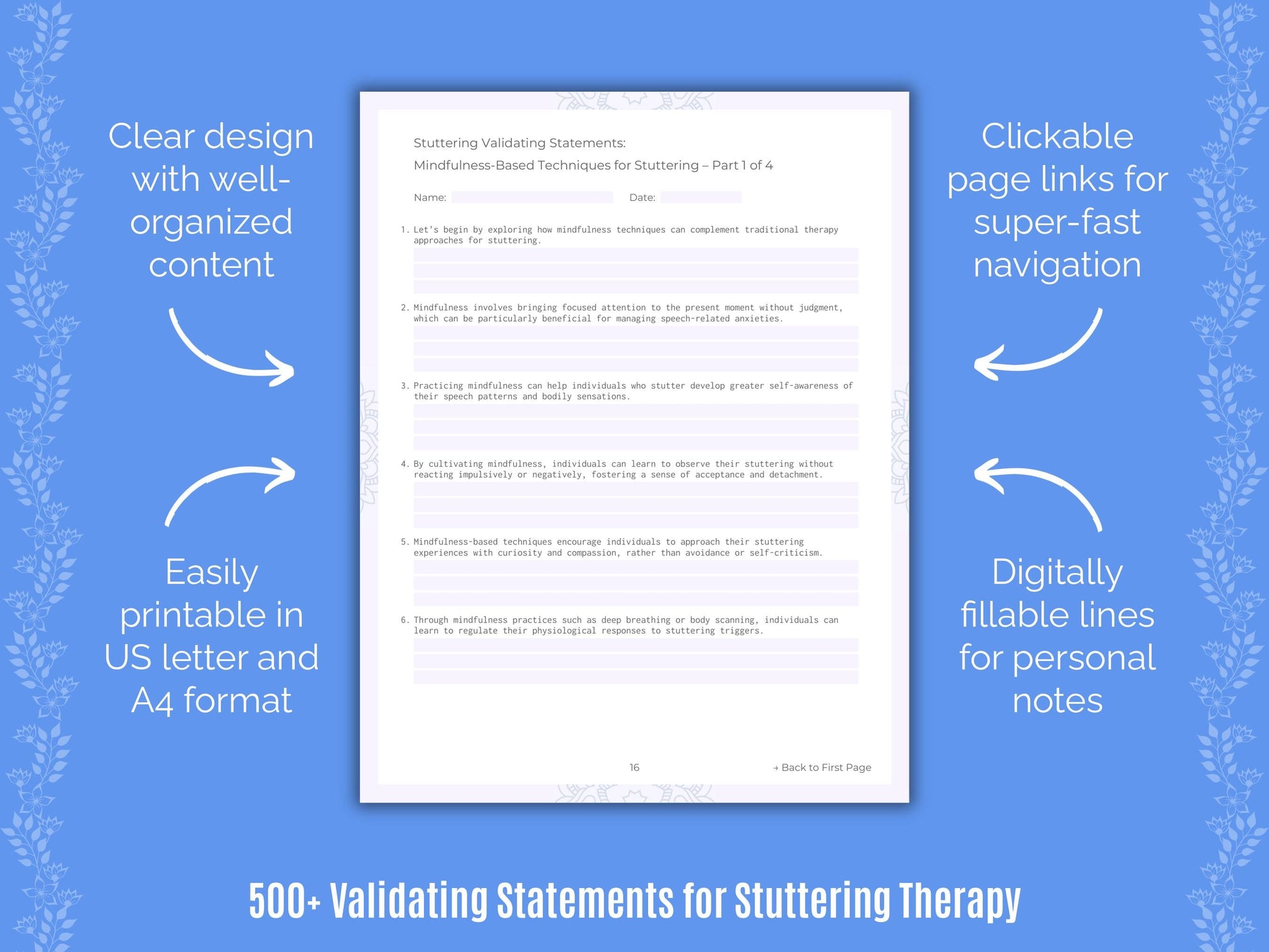 Stuttering Therapy Counseling Templates