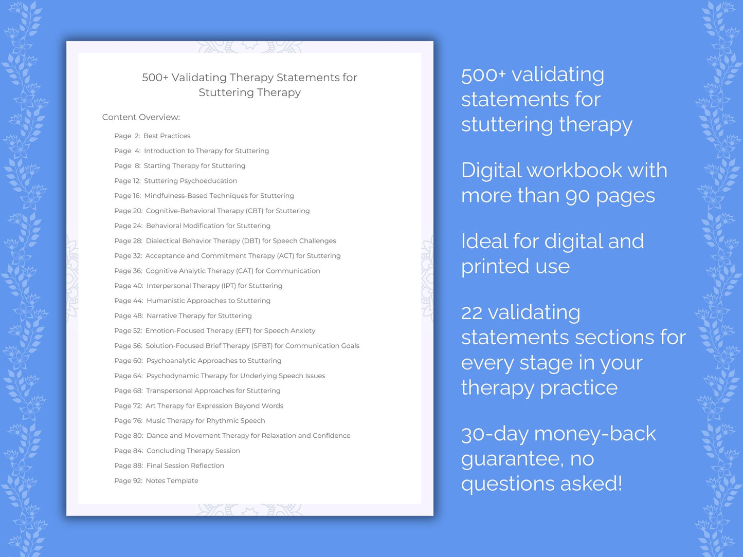 Stuttering Therapy Therapist Worksheets